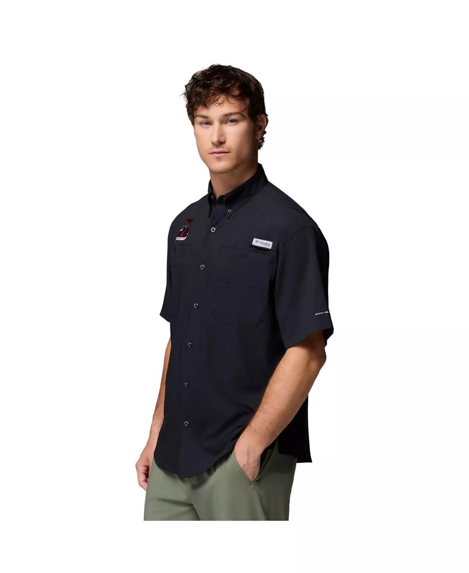 Men's Black Alabama Crimson Tide Tamiami Omni-Shade Button-Down Shirt - Black - L