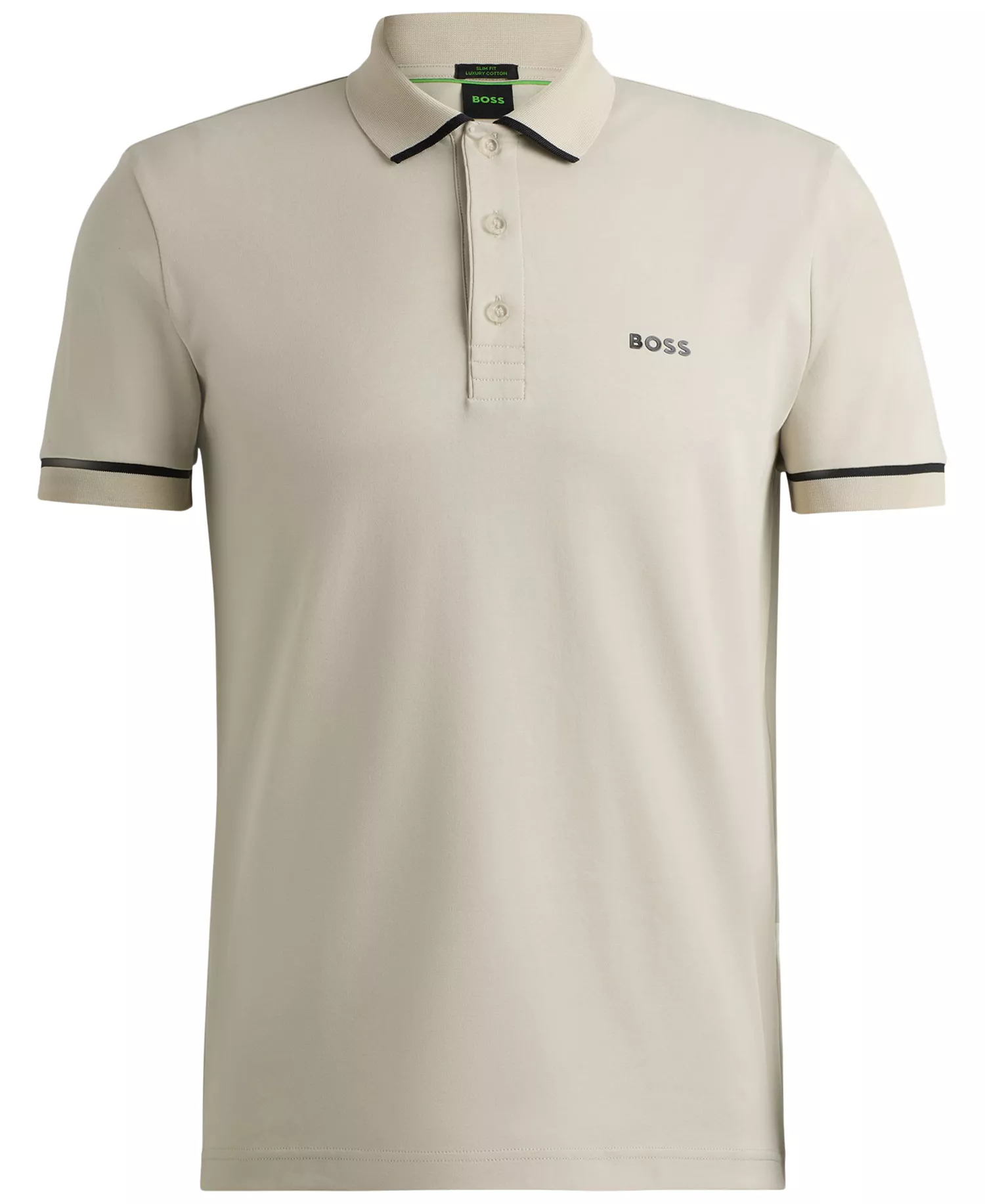 Men's Contrast Trim Slim-Fit Polo Shirt - Light Beige - XXXL