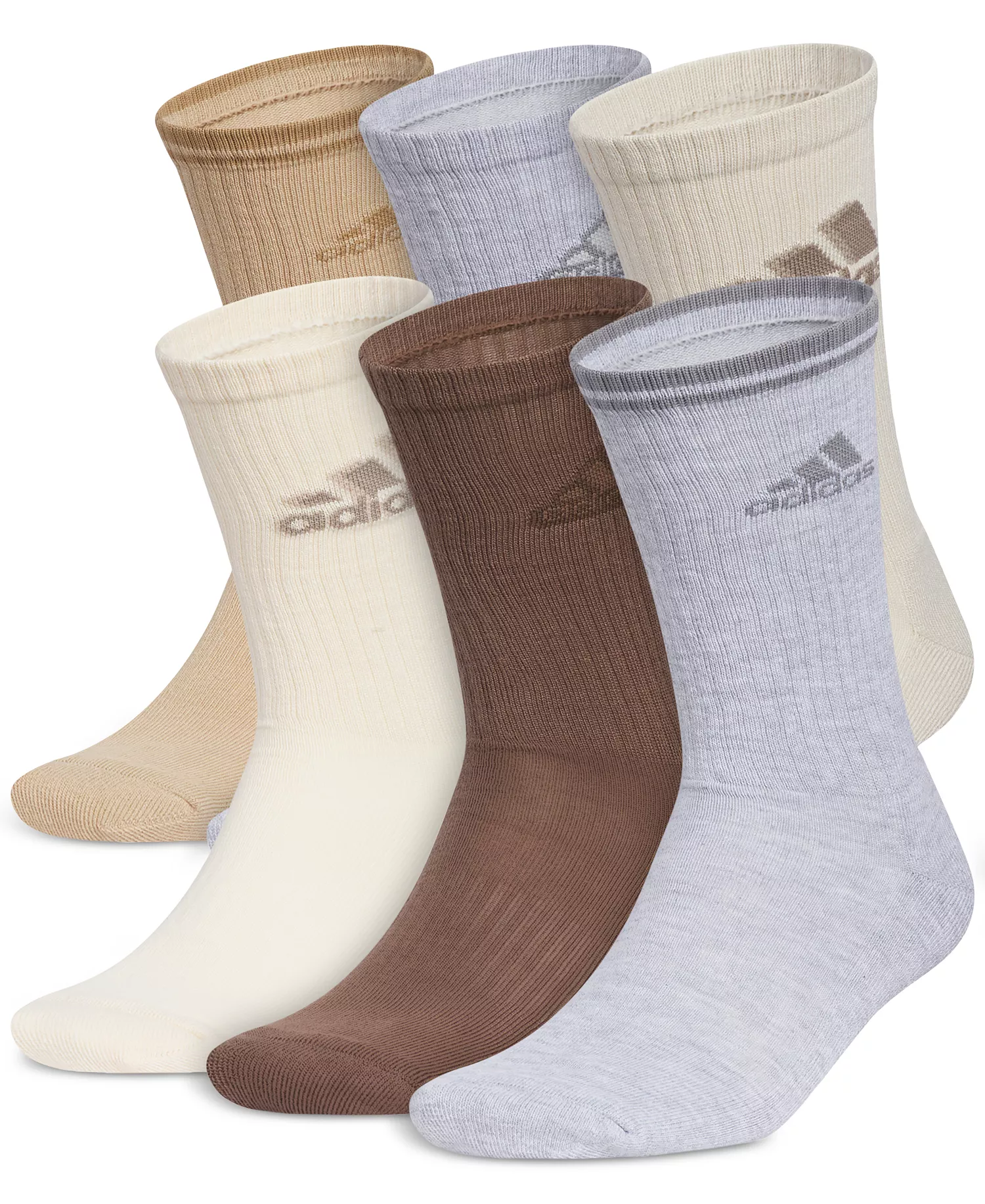 Men's Athletic Cushioned 2.0 6-Pk. Crew Socks - Warm Sandstone Beige/wonder White/wonder Alumina Grey - ONE SIZE