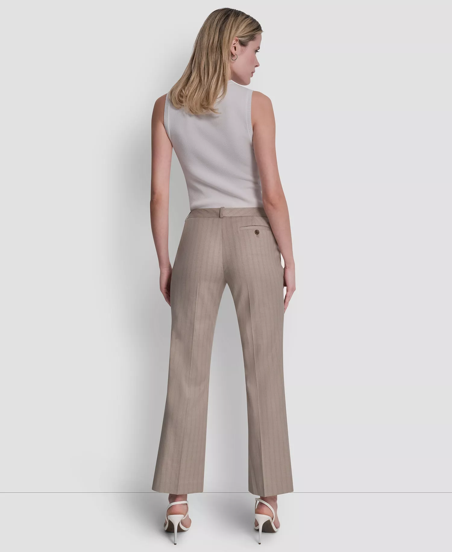 Petite Pinstripe Modern Fashion Pants - Beige - 0P