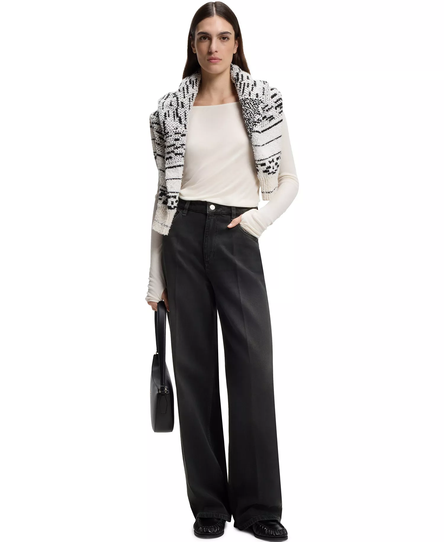 BOSS by Women's Rigid Denim Boyfriend-Fit Jeans - Black - 25