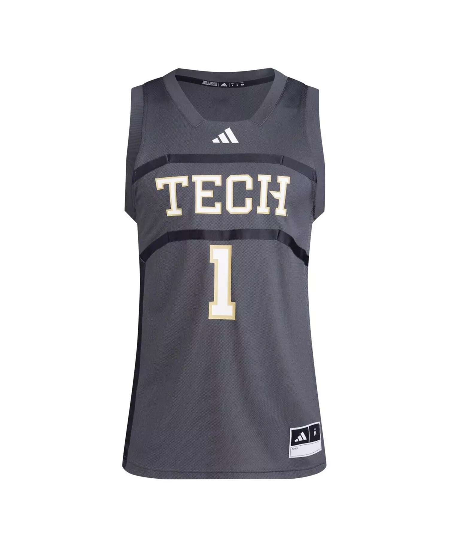 Men's 1 Gray Georgia Tech Yellow Jackets Replica Swingman Jersey - Gray - 2XL