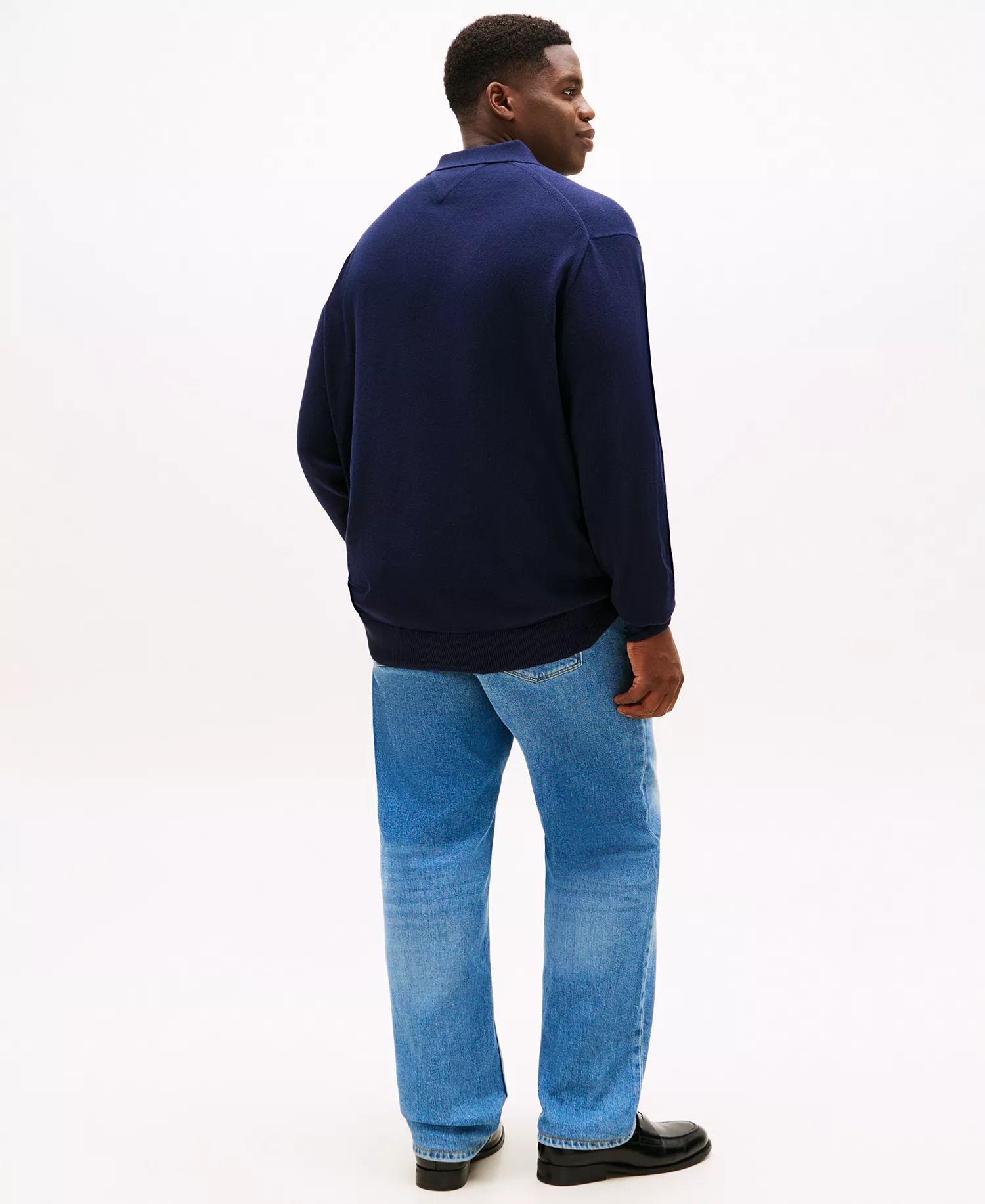 Men's Big and Tall Pima Cotton Cashmere Long Sleeve Polo Sweater - Desert Sky - 3XLT