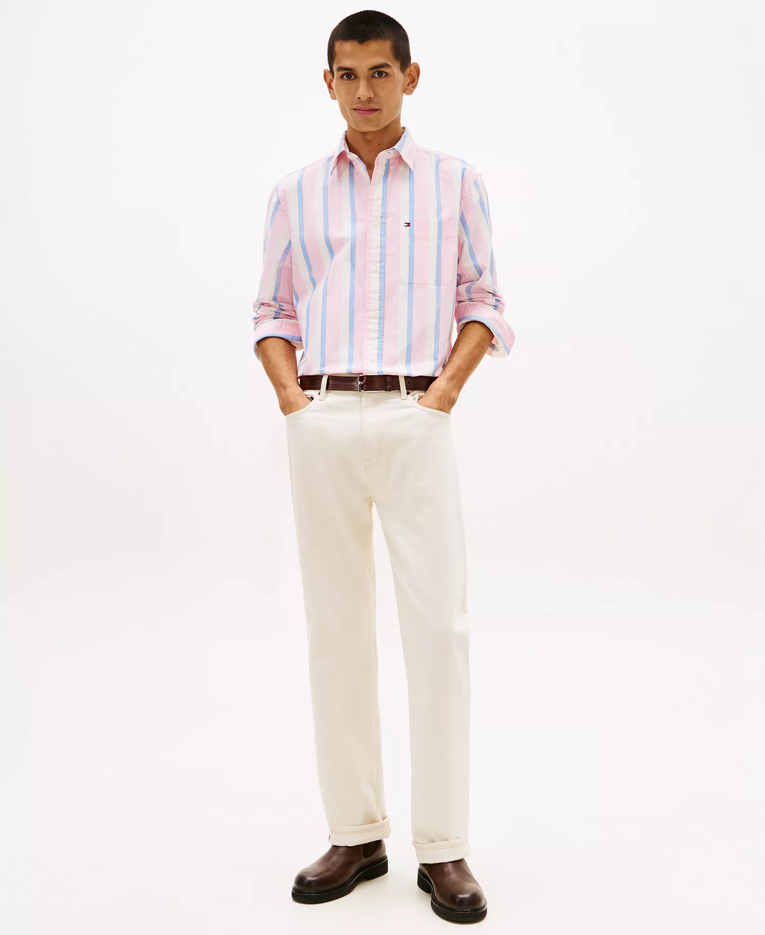Men's Icon Stripe Heritage Tailored Fit Shirt - Rose Petal / Multi Stripe - L