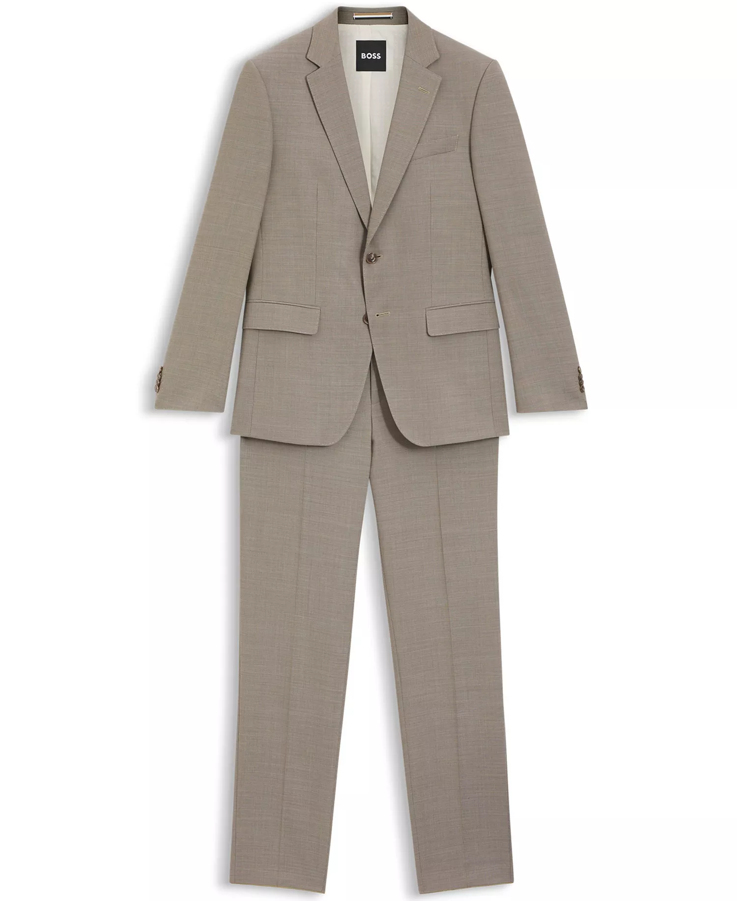 Men's 2-Piece Micro-Patterned Stretch Cloth Slim-Fit Suit - Dark Beige - 36R
