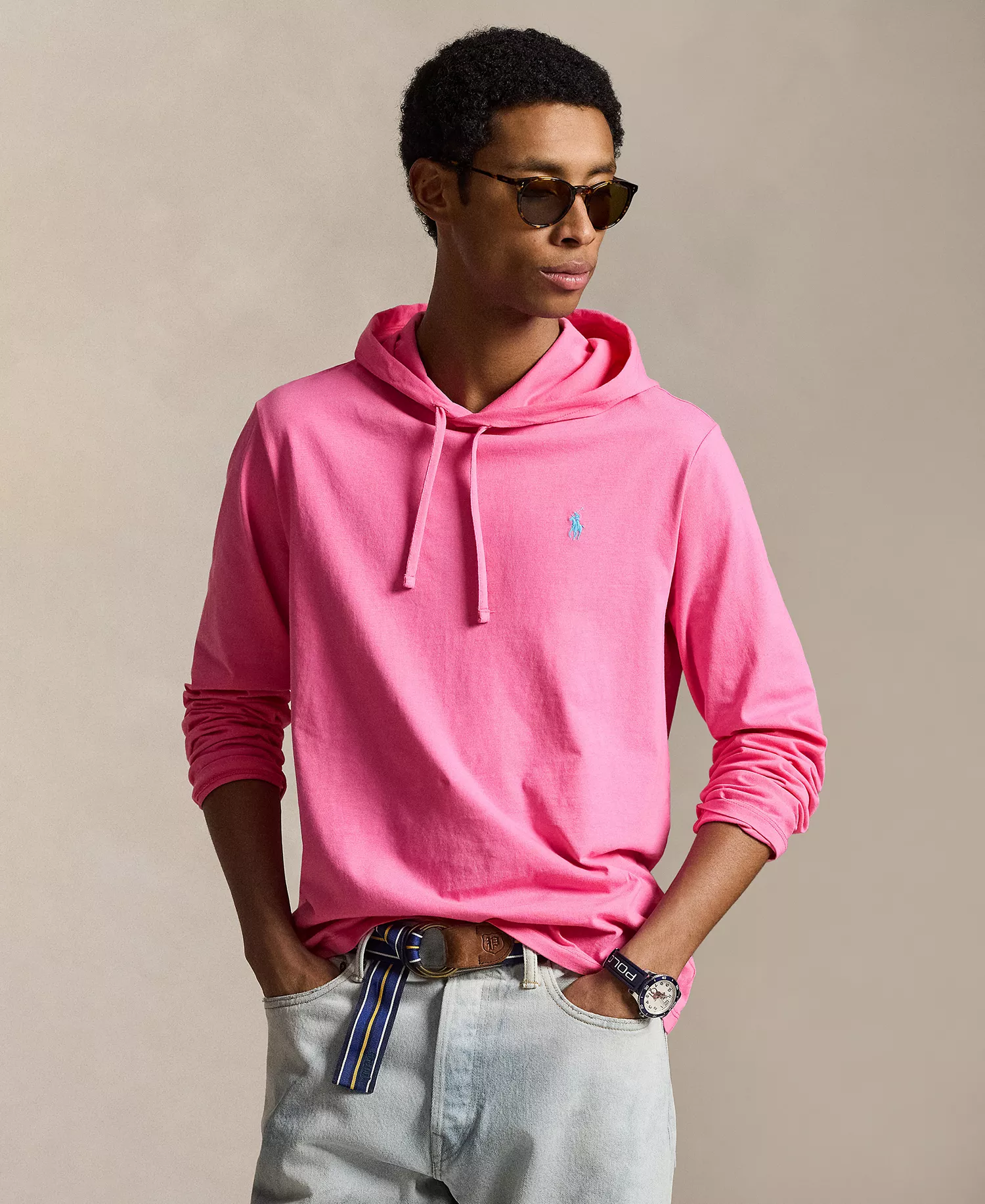 Men's Jersey Hooded T-Shirt	 - Baja Pink - 2XL