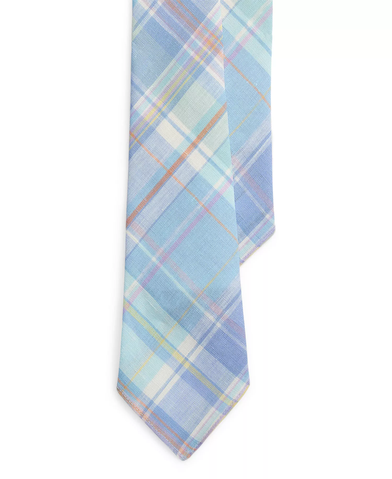 Men's Vintage-Inspired Plaid Linen Tie - Blue Orange Multi - ONE SIZE