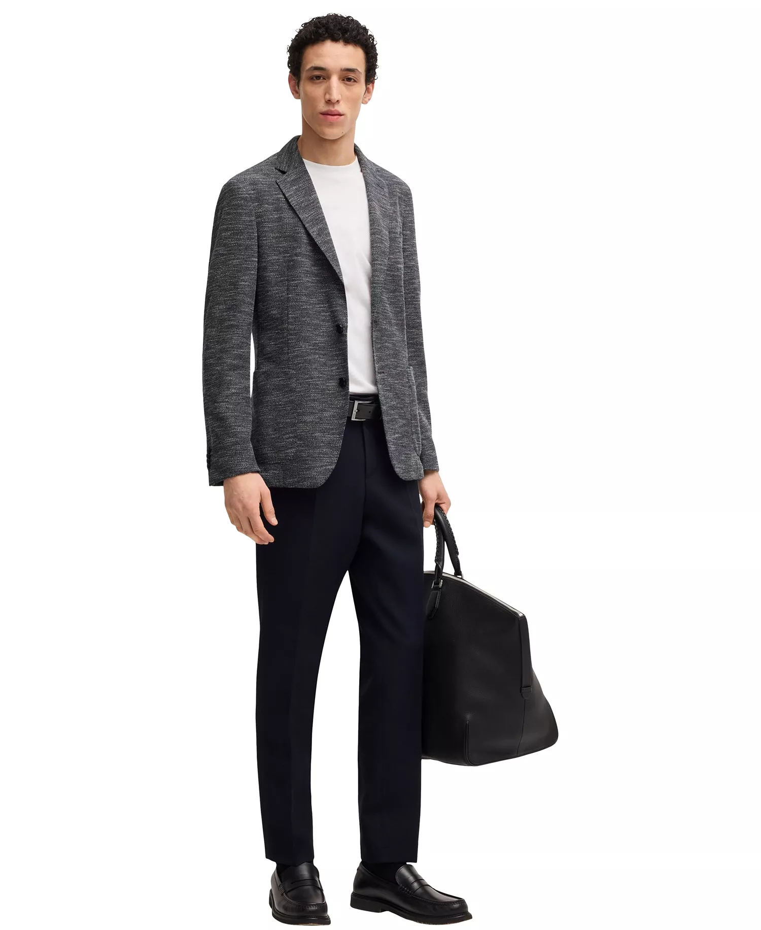 Men's Micro-Patterned Slim-Fit Blazer - Dark Blue - 40R