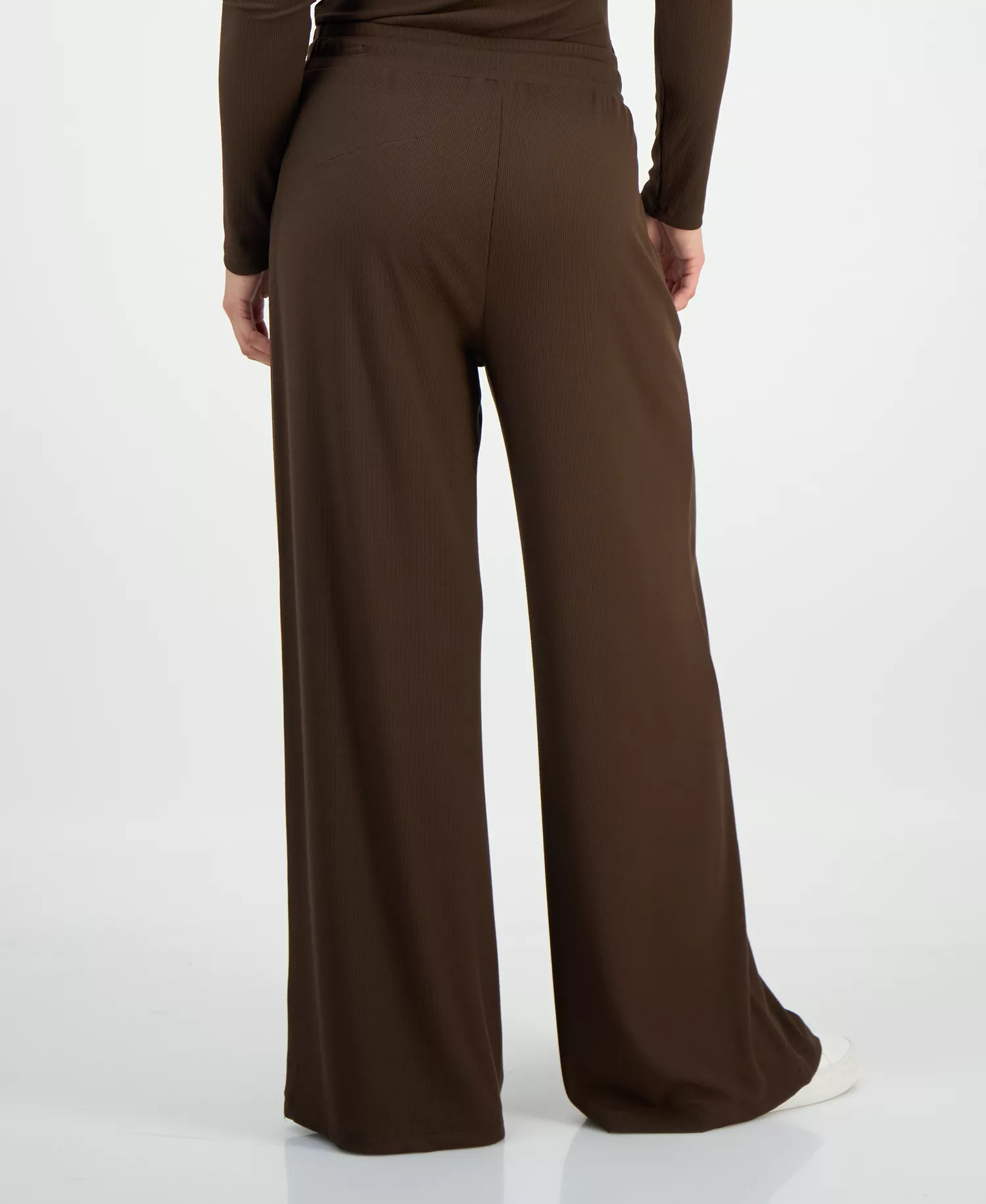 Petite Ribbed Knit High Rise Drawstring Wide-Leg Pants, Macy's Exclusive - Coco Oak - P/L