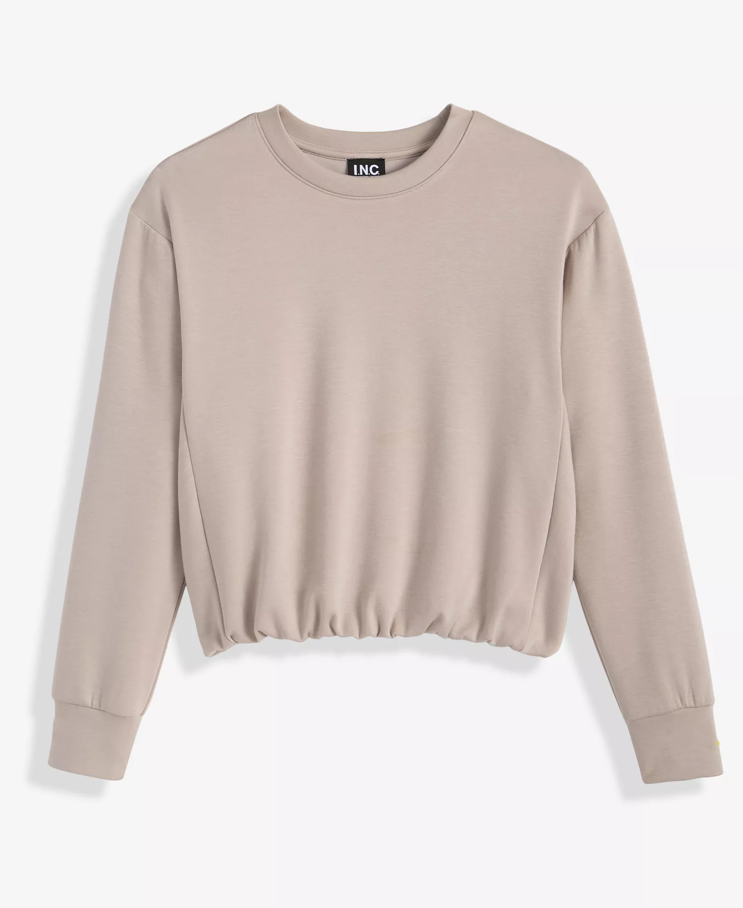 Petite Crewneck Bubble-Hem Top, Macy's Exclusive  - Taupe - P/L