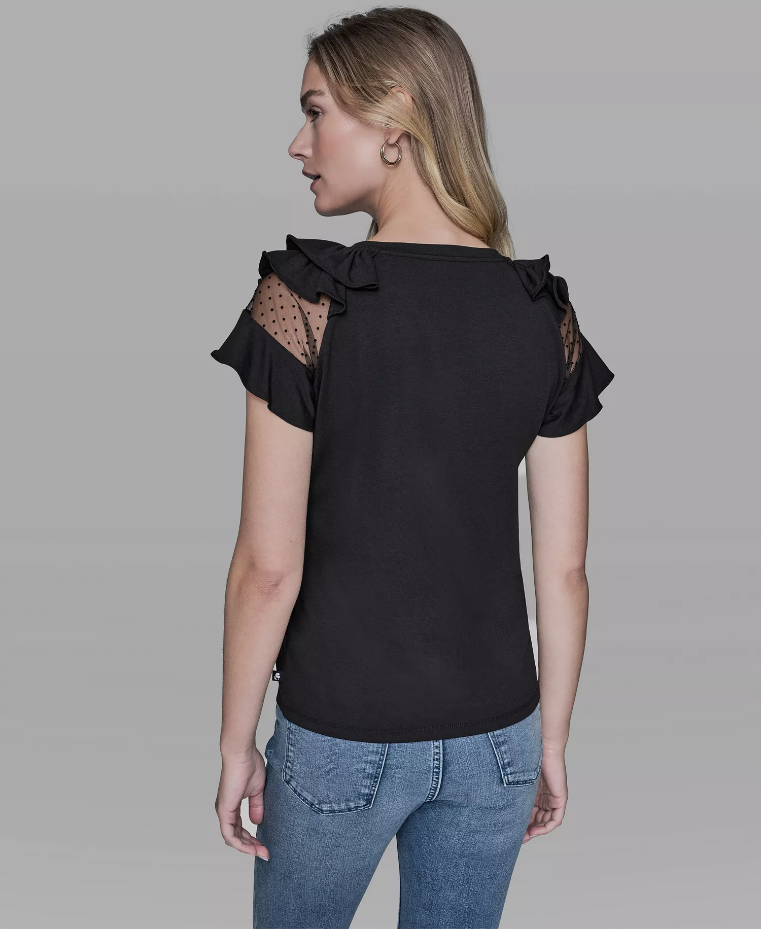 Women's Ruffle-Sleeve Pull-On Top - Black - L