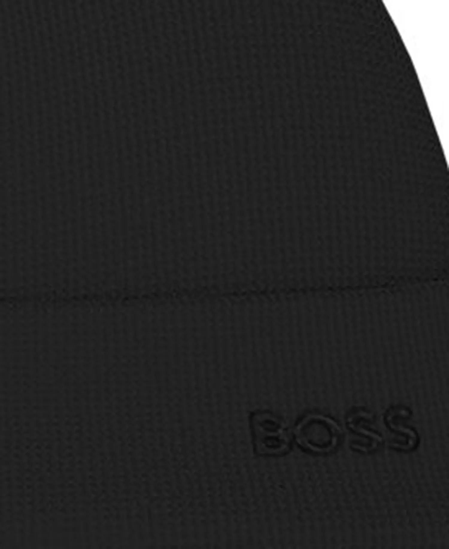 Men's Waffle Logo Detail Beanie - Black - ONE SIZE