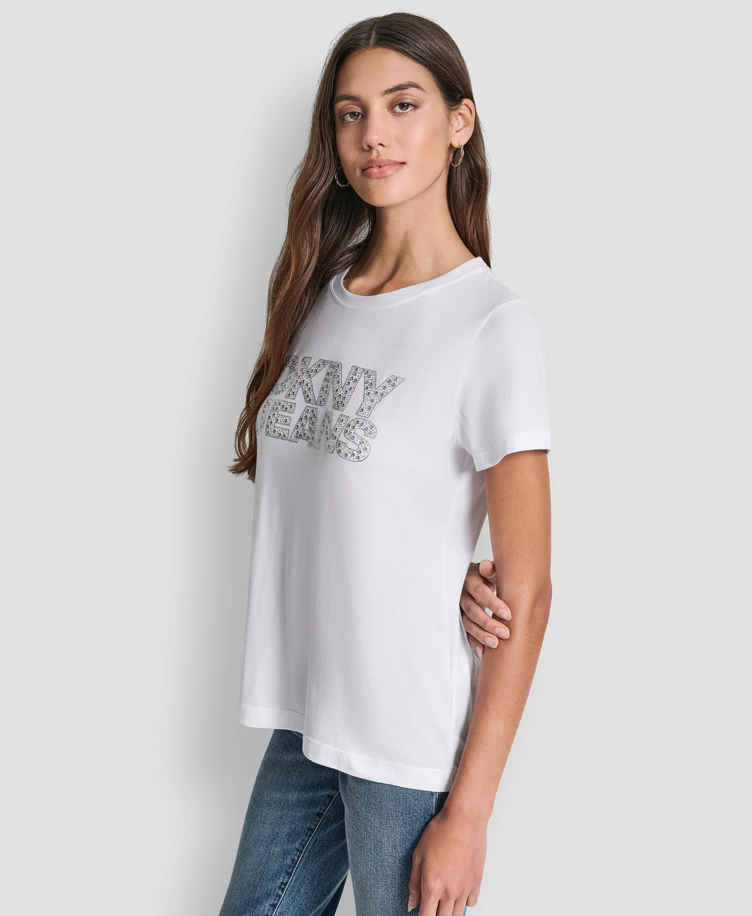 Women's Short Sleeve Crewneck T-shirt - White/Clear Silver - M