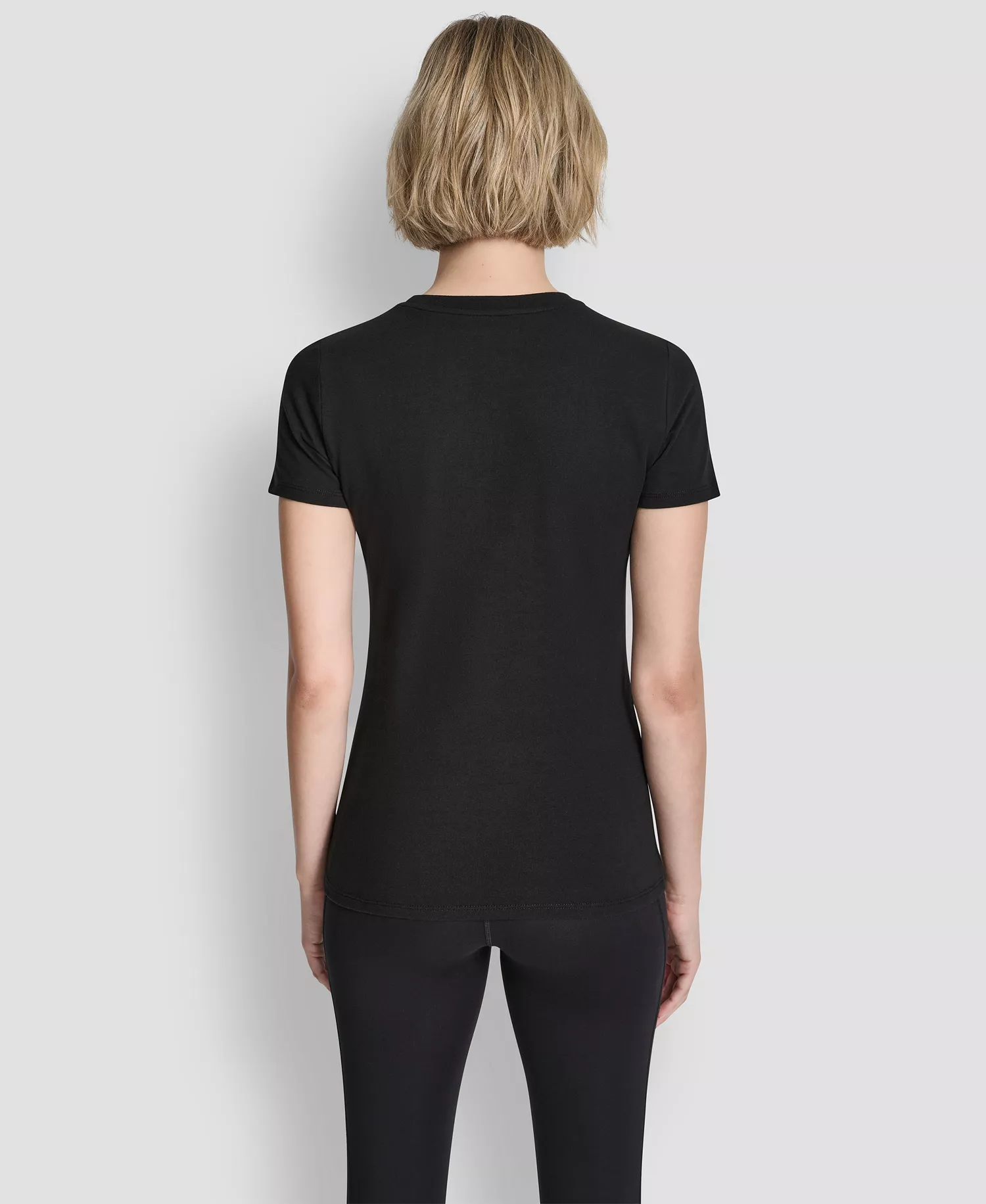 Women's Triple Rhinestone Foil Logo Crewneck Baby T-Shirt - Black - L