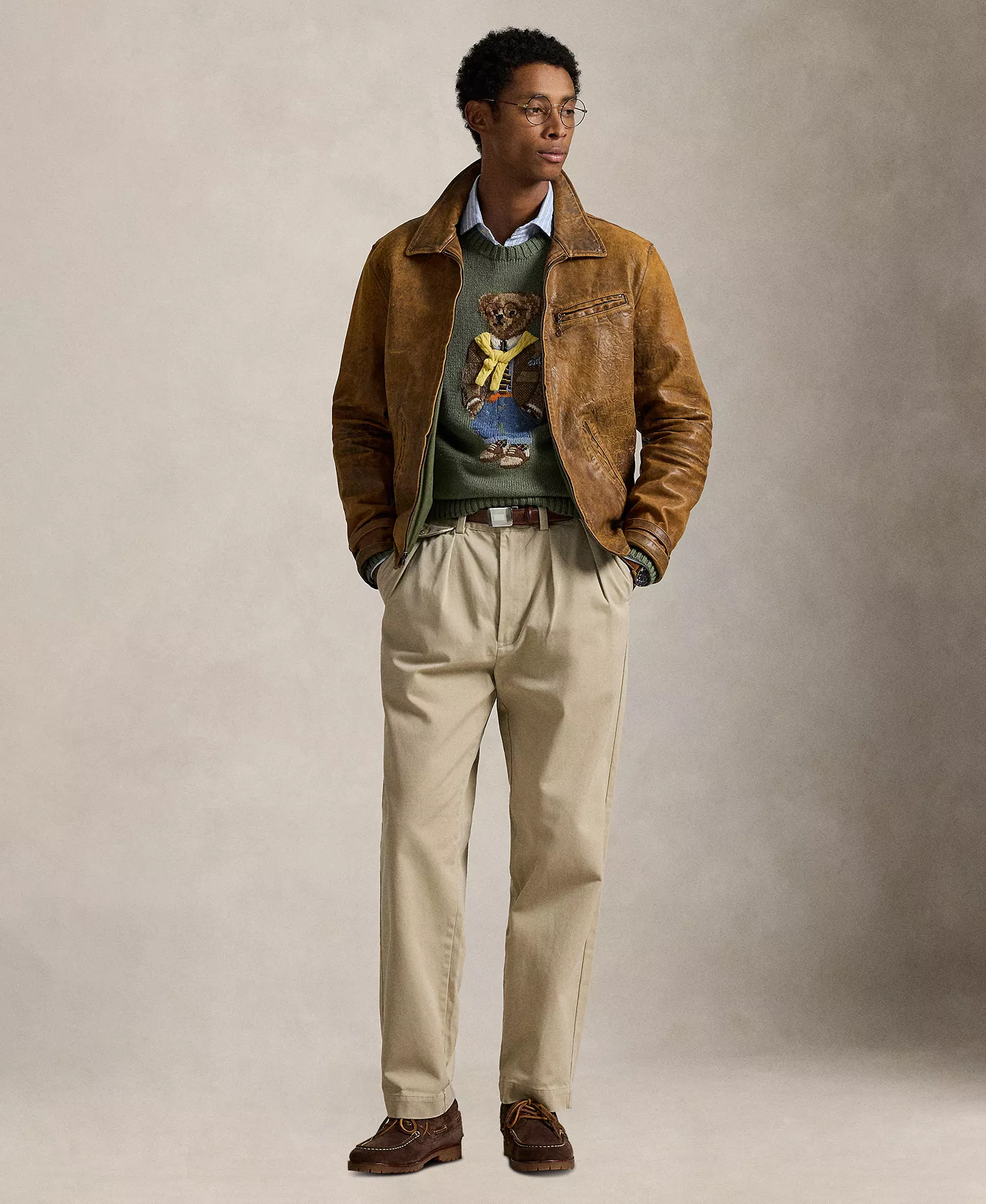 Men's Bear Graphic Crewneck Sweater - Lovette Heather - L