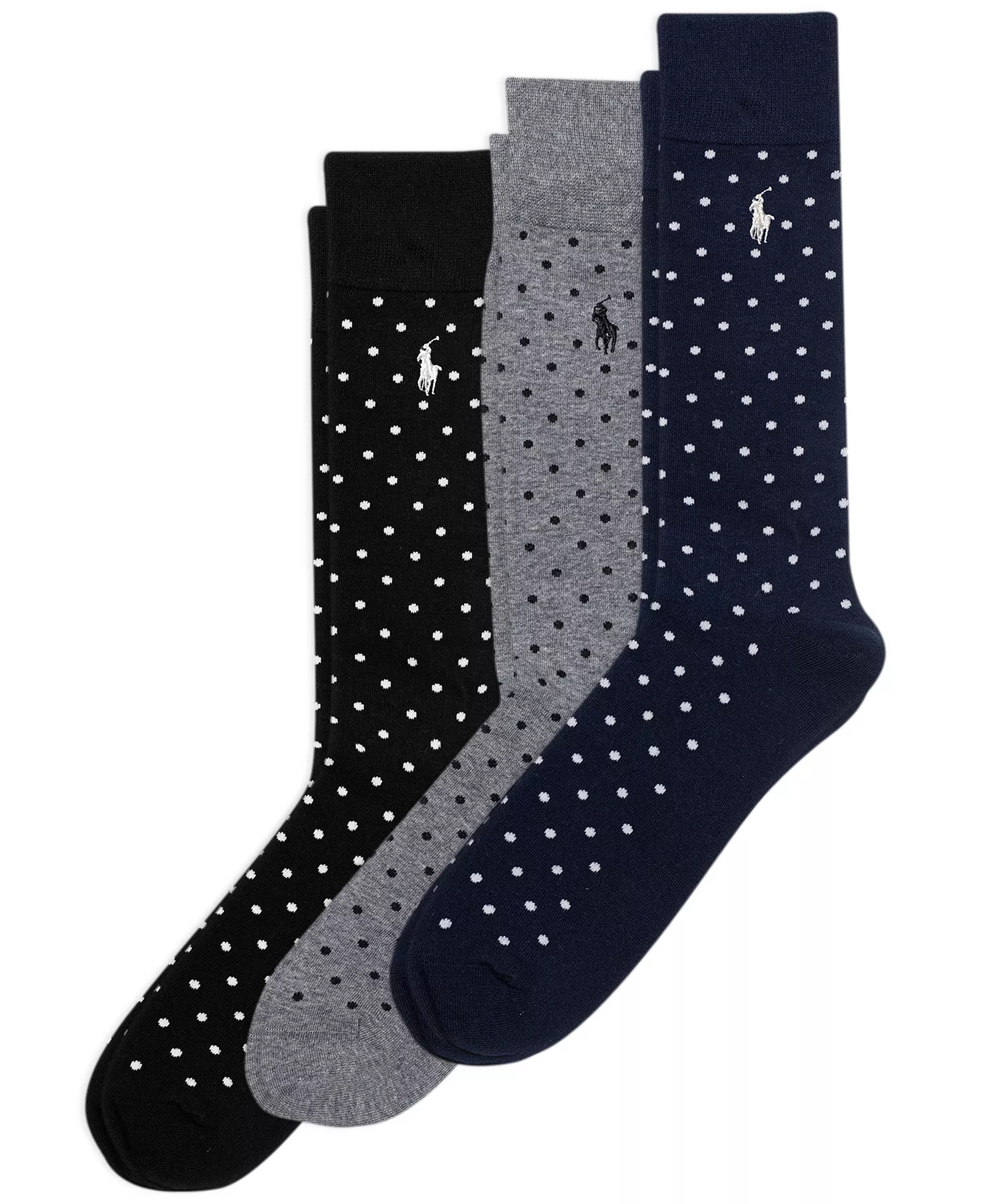 Men's Classic Dot Dress Socks, 3-Pack - Navy/Gray/Black - 10-13