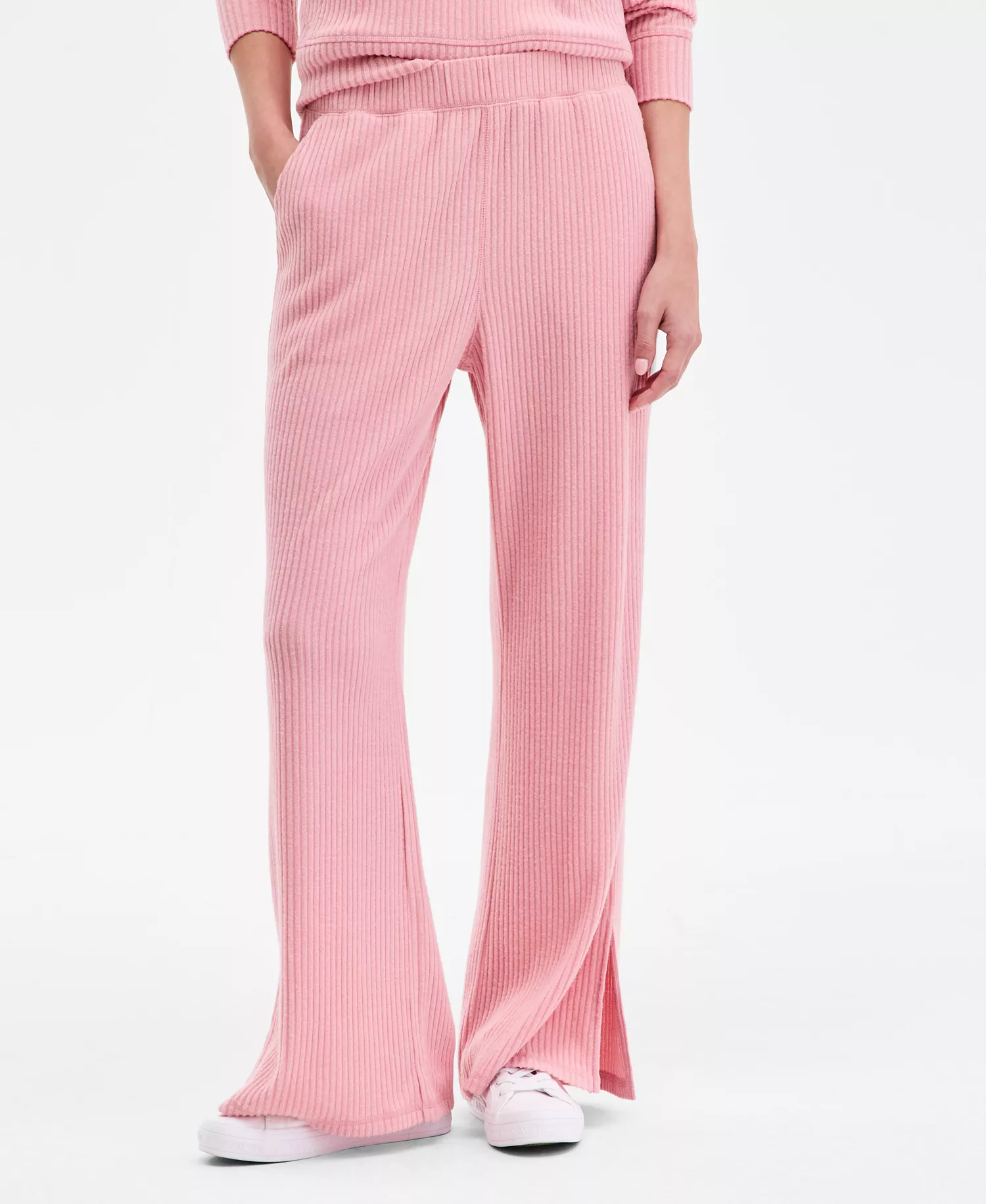 Nautica Women's Bib-Collar Ribbed Sweatshirt - Bridal Rose - L