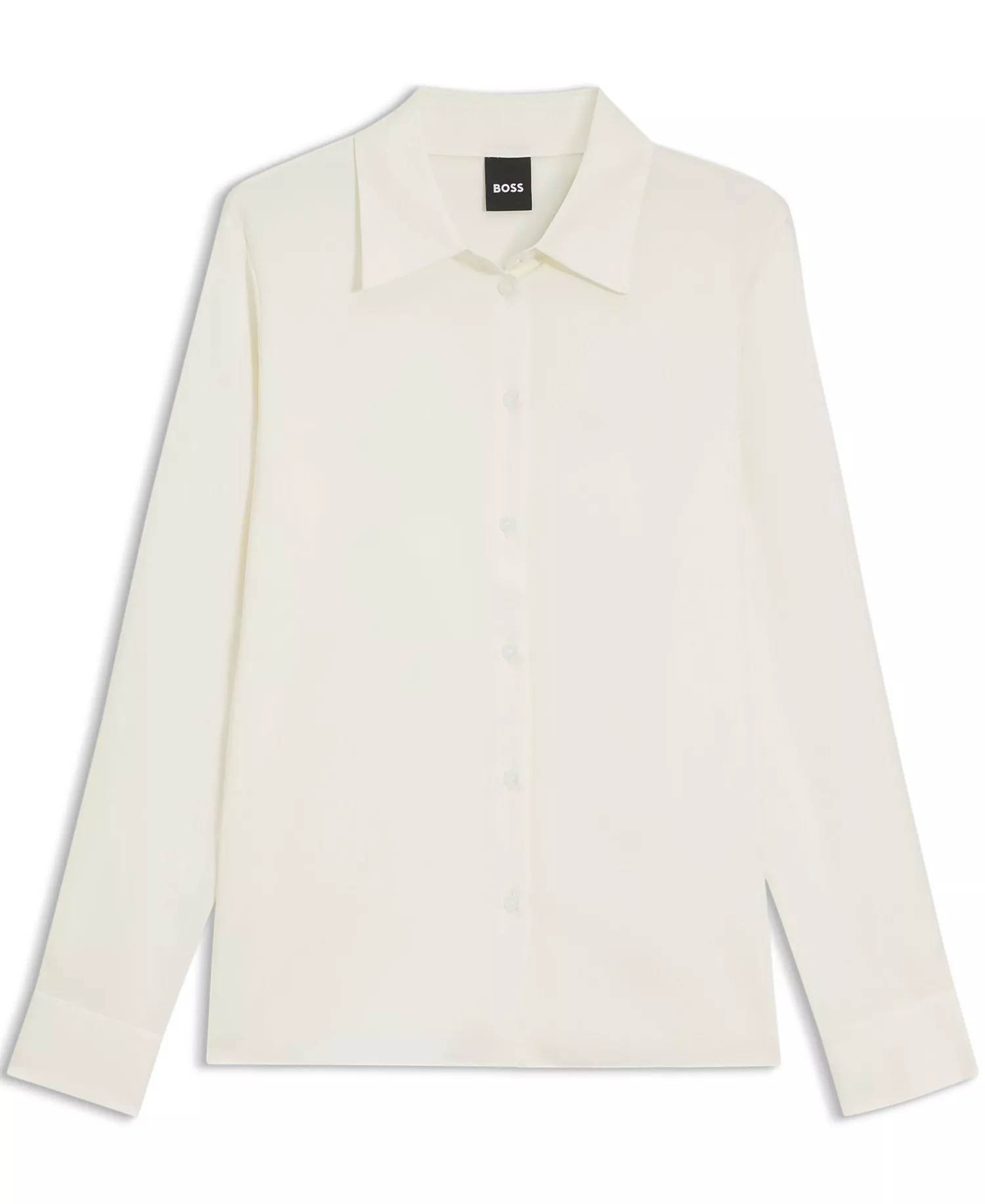 BOSS by Women's Stretch-Silk Satin Regular-Fit Blouse - Open White - 0