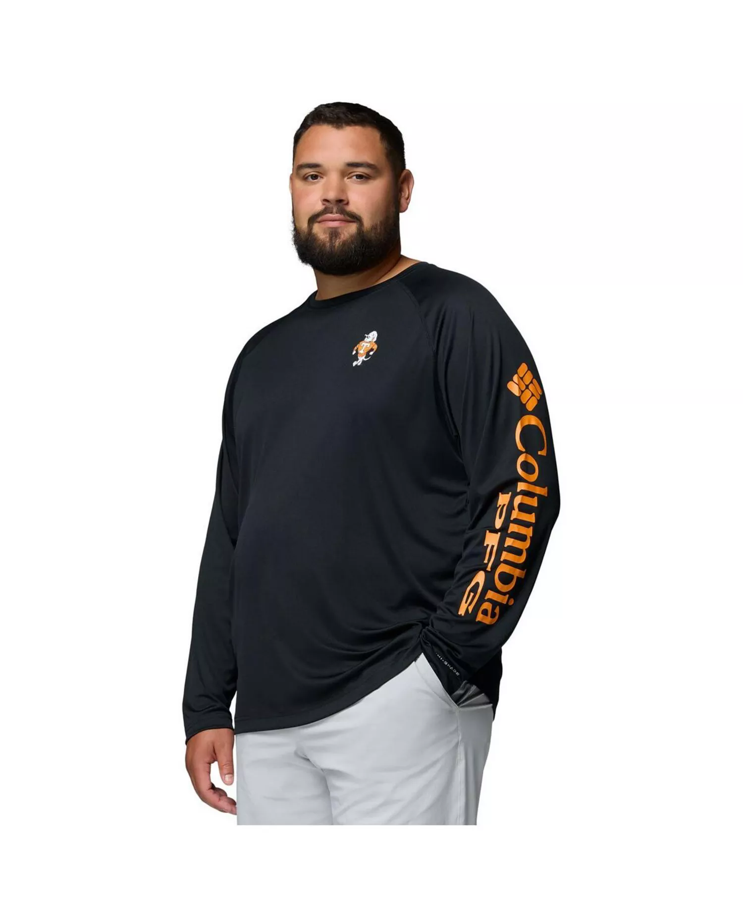 Men's Black Tennessee Volunteers Big Tall Terminal Tackle Long Sleeve Omni-Shade T-Shirt - Black - 3XT