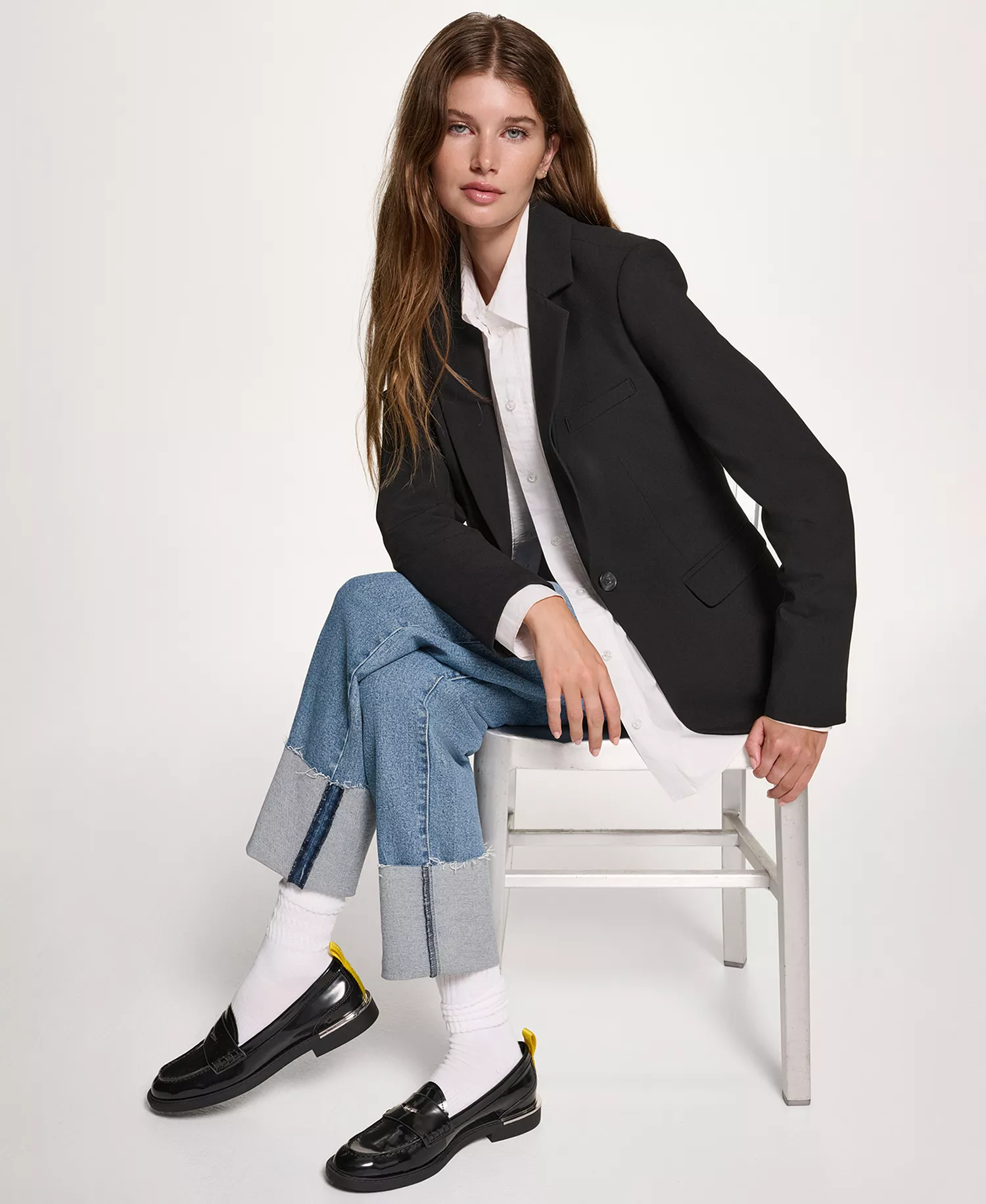 Women’s Notch-Collar One-Button Long Sleeve Blazer Blazer - Black - 10