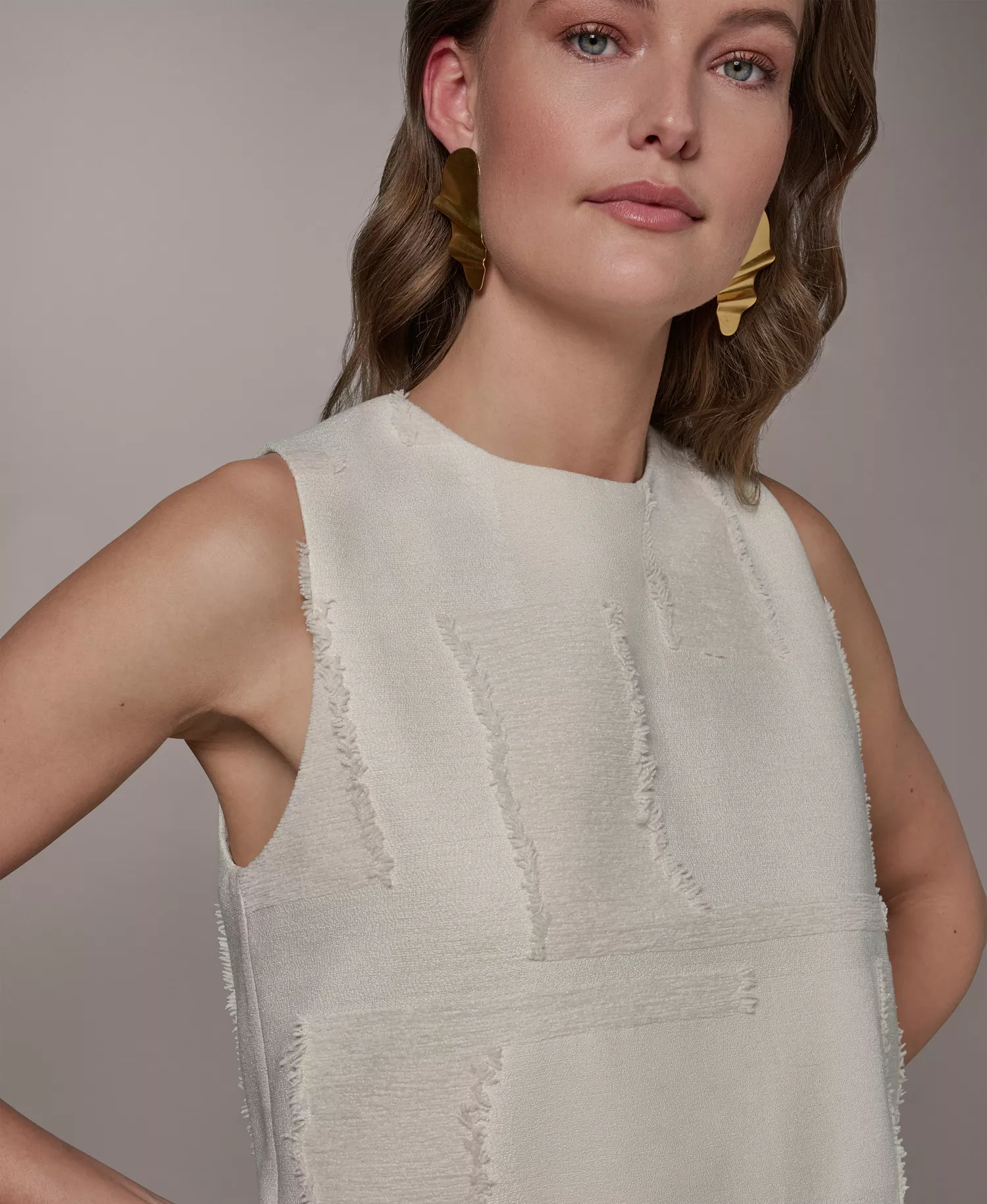 Petite Round Neck Crop Top - Natural - P/L