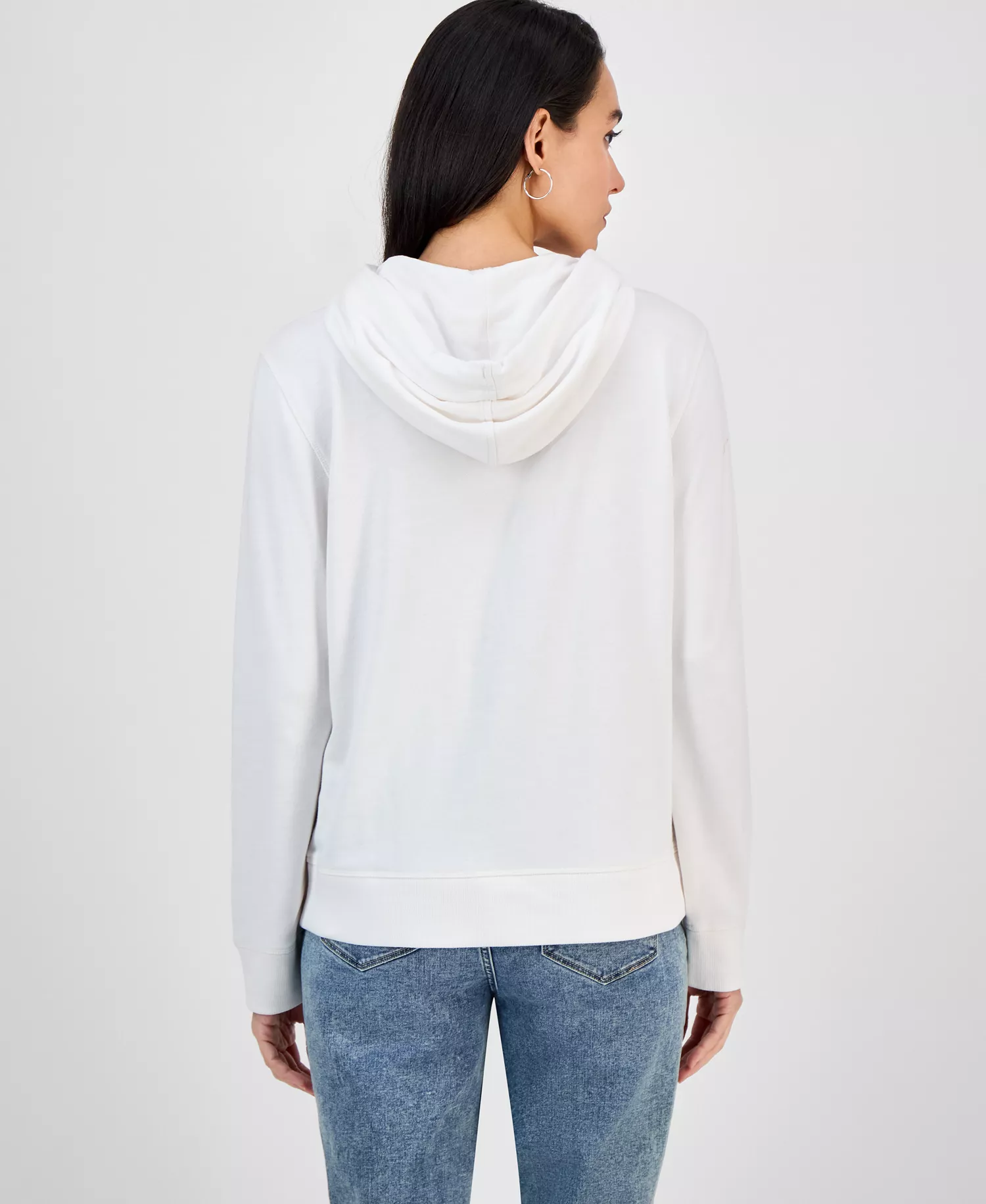 Nautica Women's Embellished Bow Hooded Sweatshirt - Bright White - L