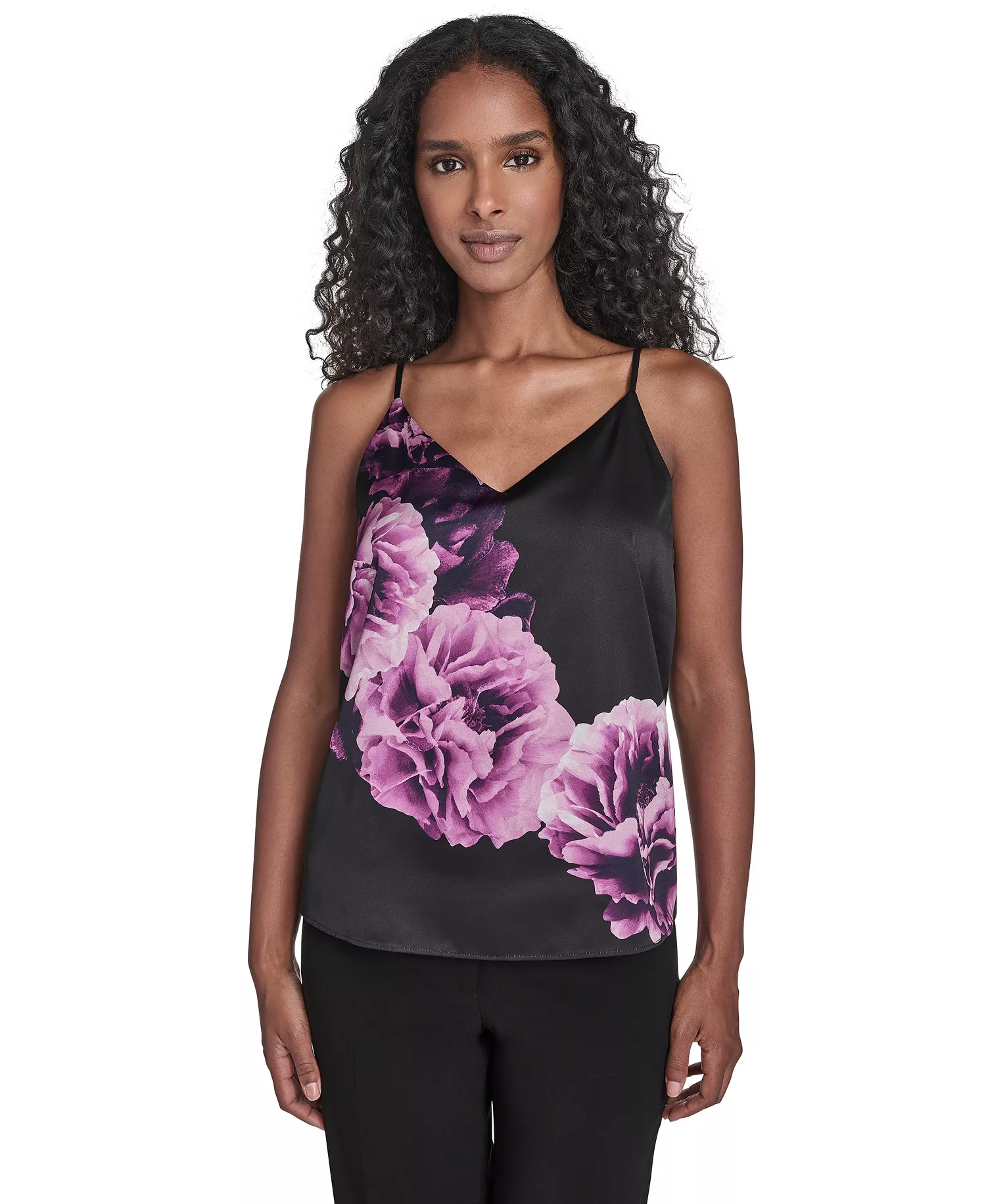 Women's Floral Strappy Camisole - Aubergine Multi - L