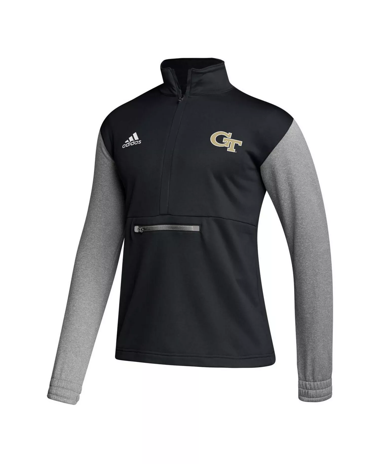 Men's Black Georgia Tech Yellow Jackets Sideline AEROREADY Half-Zip Sweatshirt - Black - 2XL