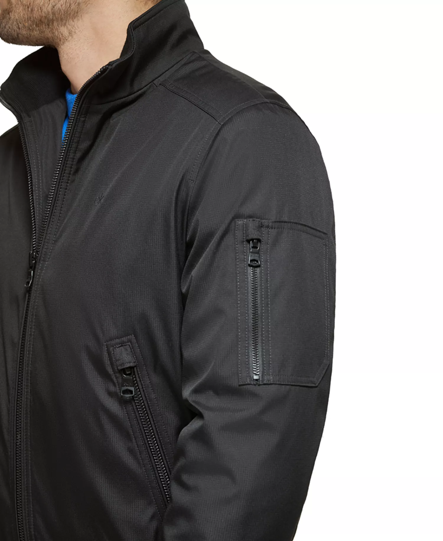 Men's Classic Zip-Front Ripstop Bomber Jacket - Black - 2XL