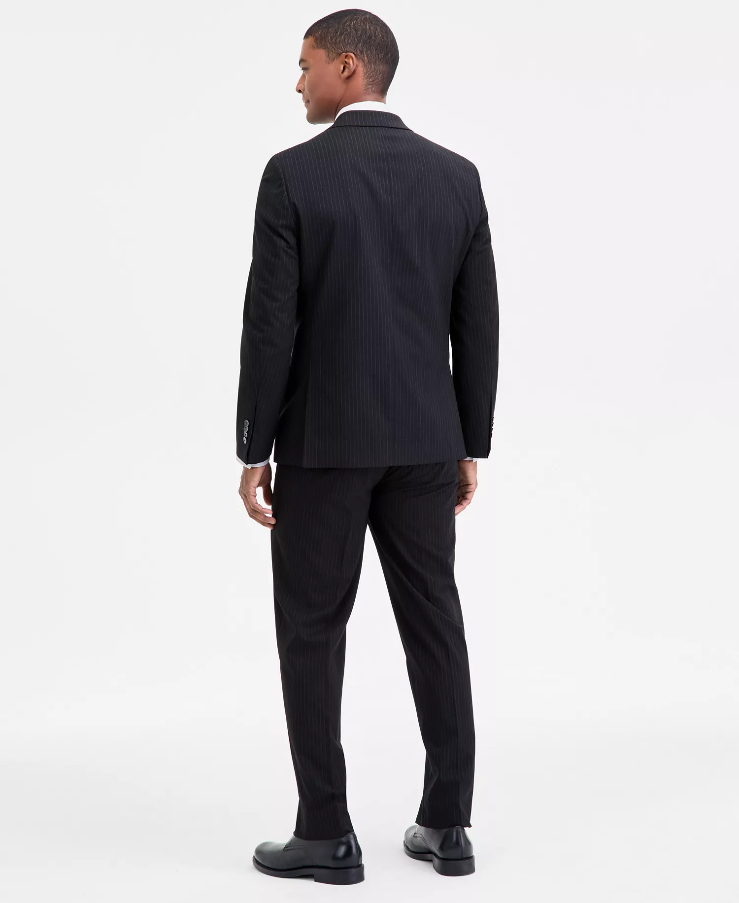 Men's Modern-Fit Stretch Fall Suit - Black Stripe - 36R