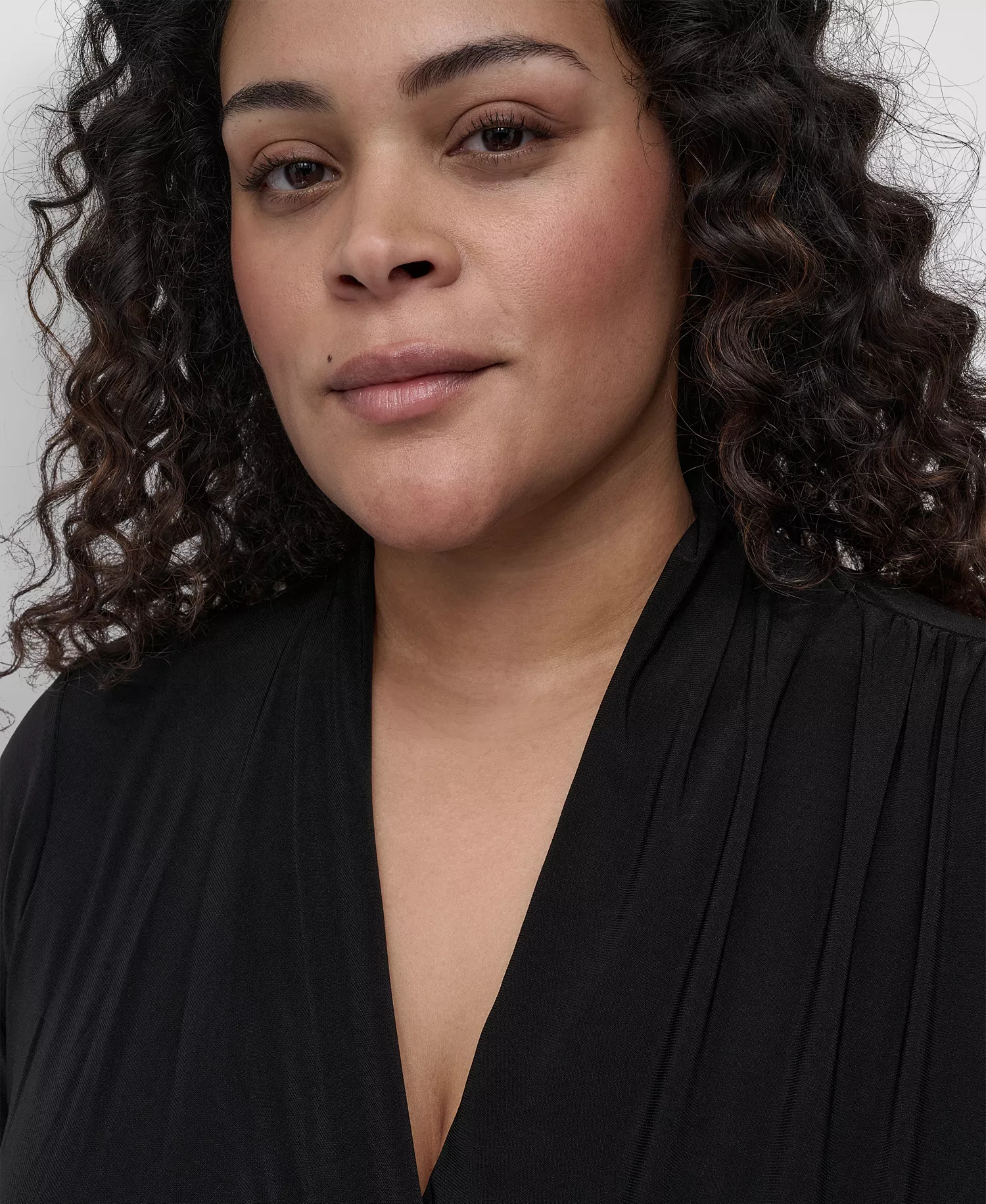 Plus Size Short-Sleeve Faux-Wrap Top - Black - 1X