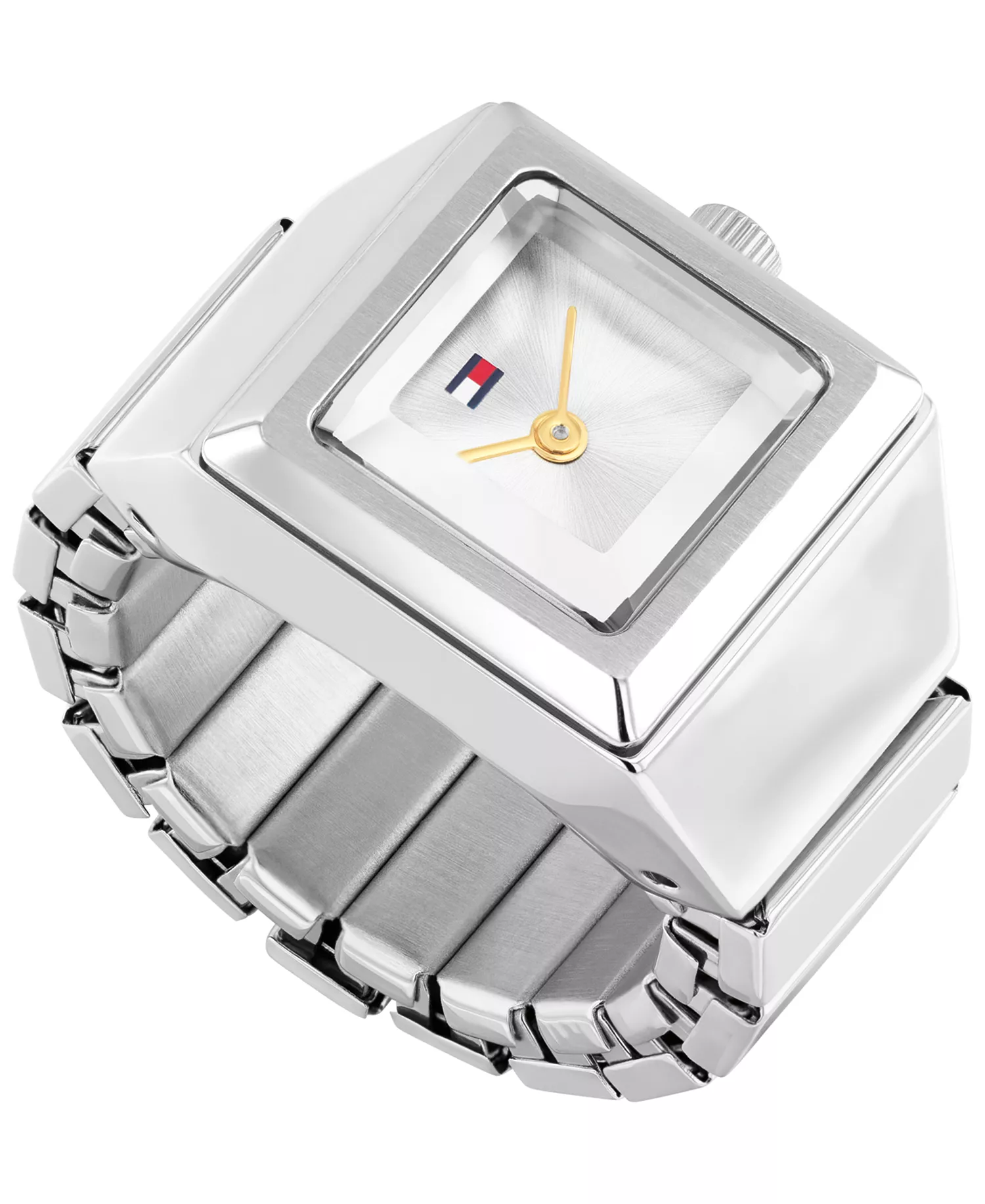 Women's Quartz Silver Tone Stainless Steel Watch Ring, 15mm - Silver - 15