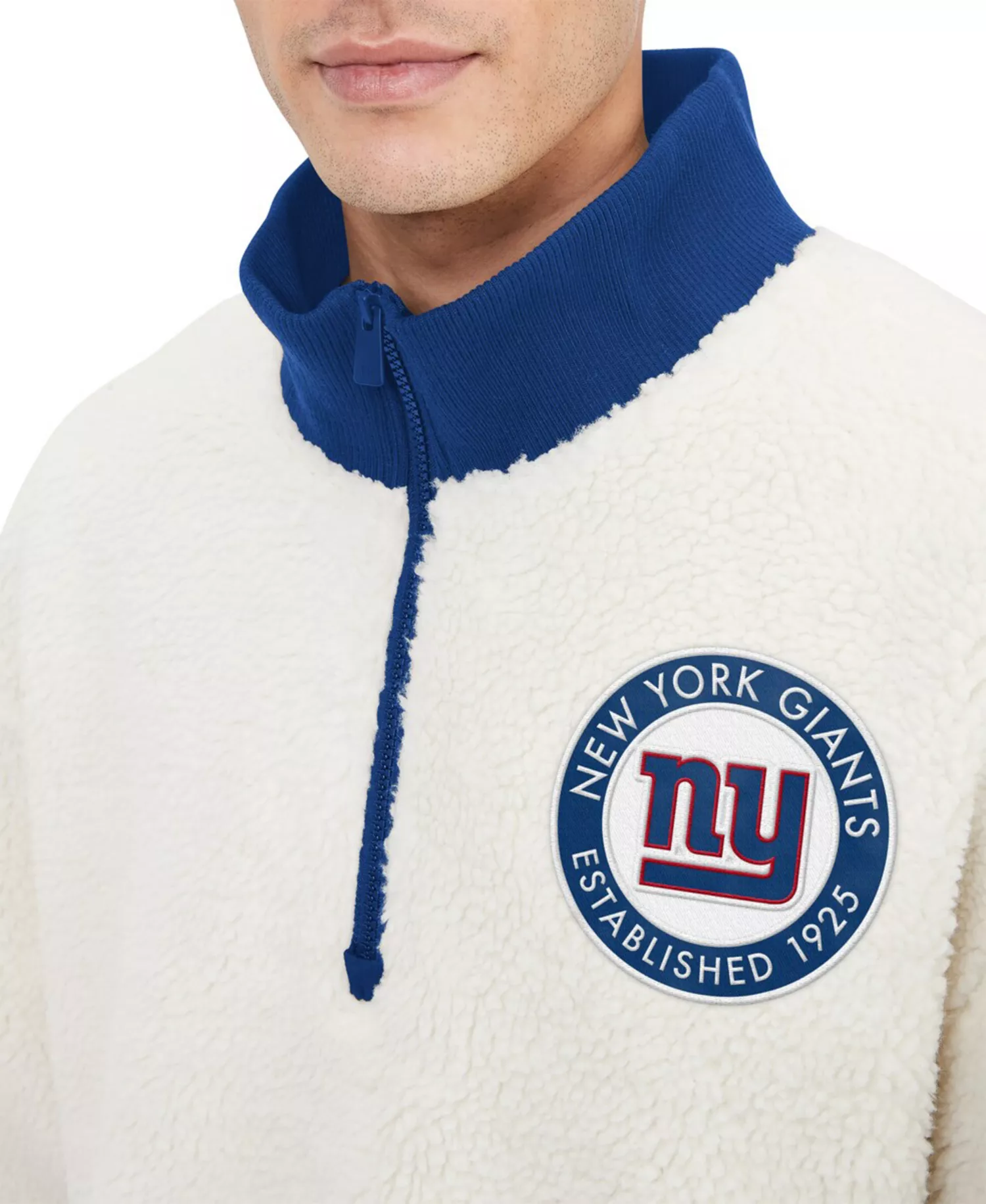 Men's Cream New York Giants Jordan Sherpa Quarter-Zip Sweatshirt - Cream - 2XL