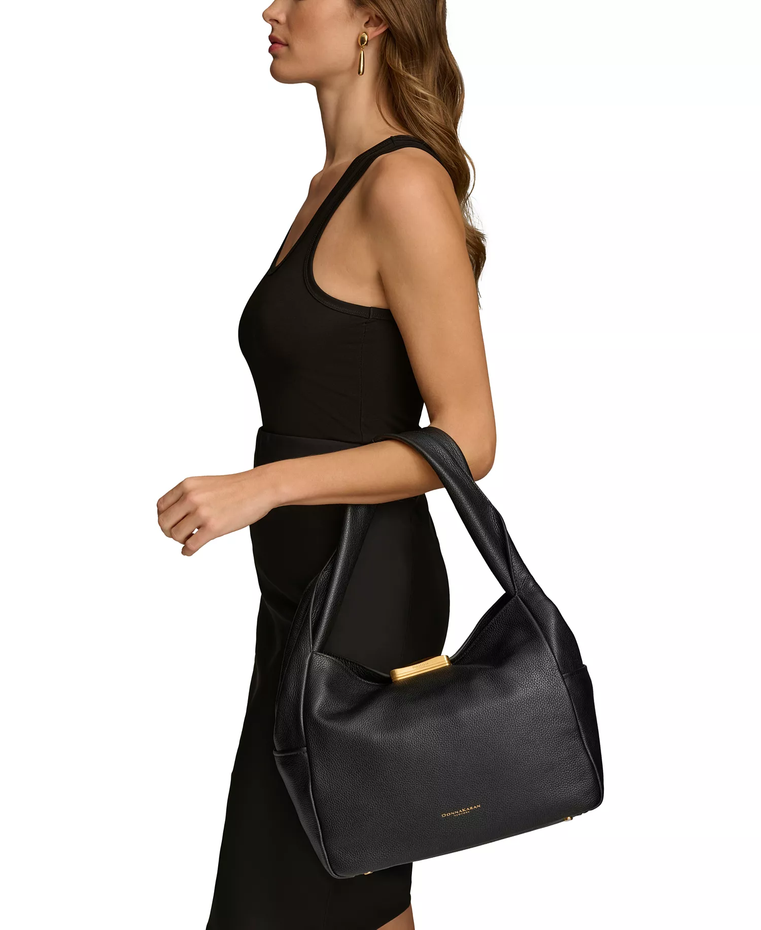 Amagansett Soft-Rolled Leather Shoulder with Sculpted Magnet Closure - Black/gold - NO SIZE