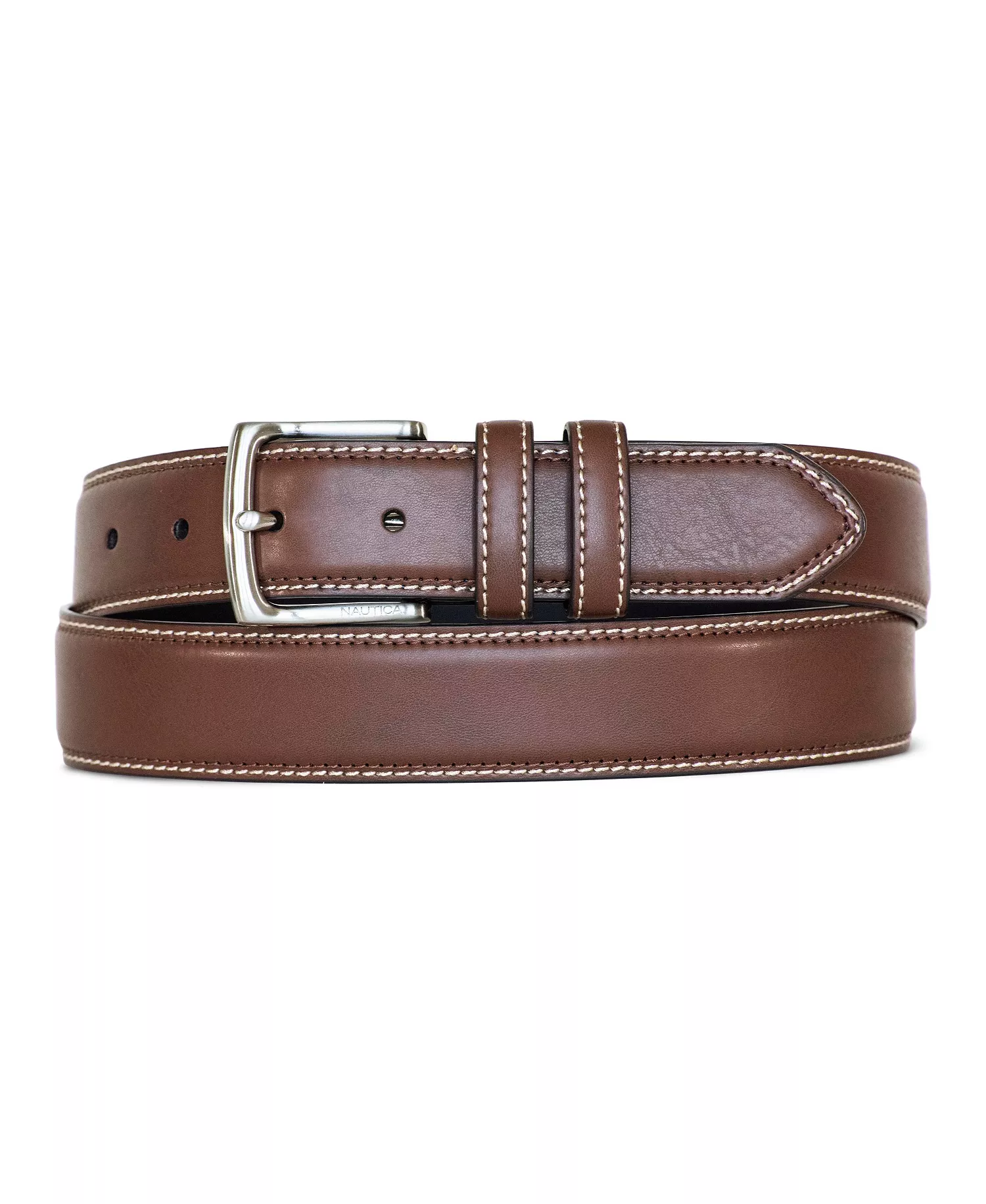 Men's Logo Inlay Ornament Leather Belt - Brown - 42
