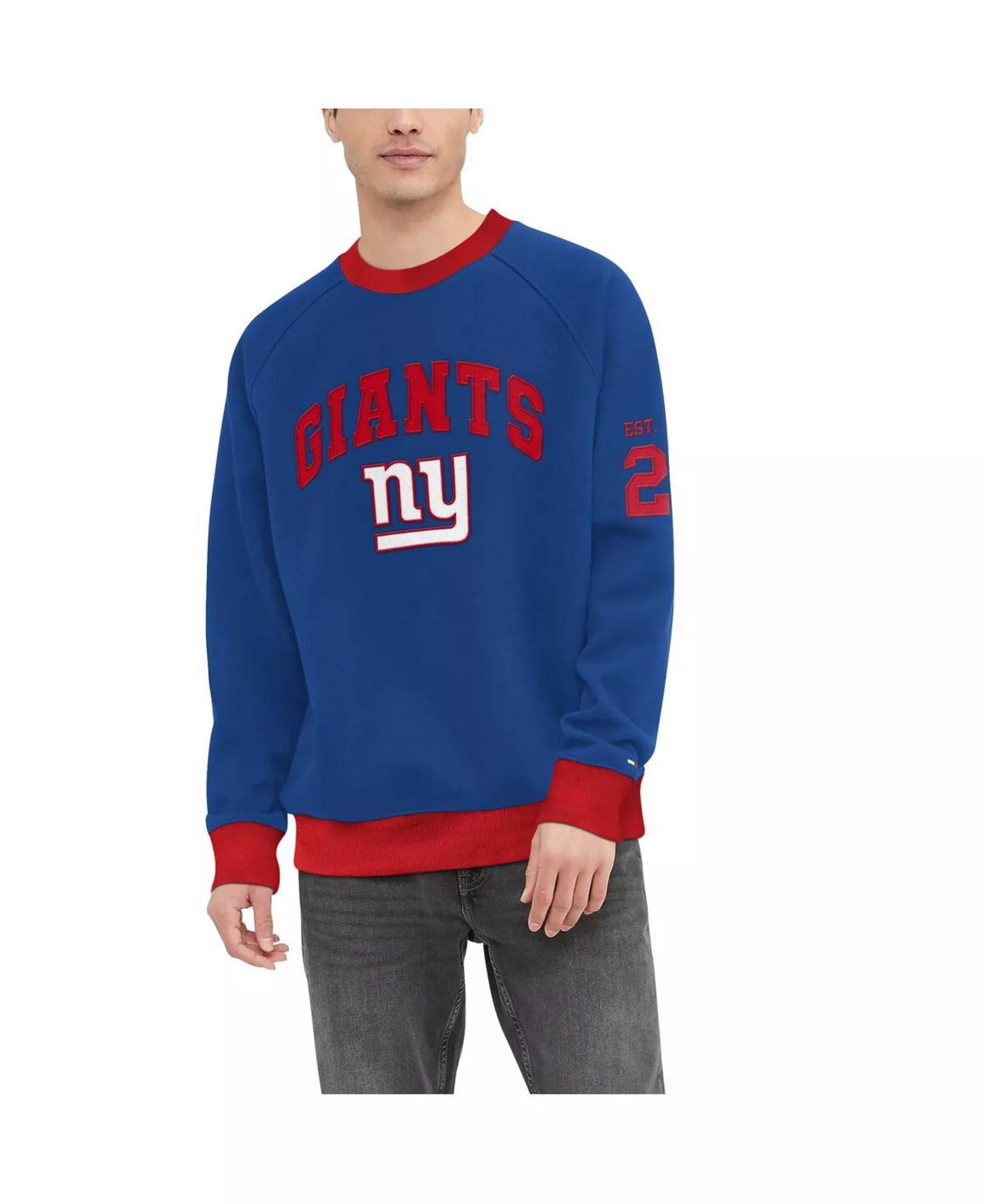 Men's Royal New York Giants Reese Raglan Tri-Blend Pullover Sweatshirt - Royal - 2XL