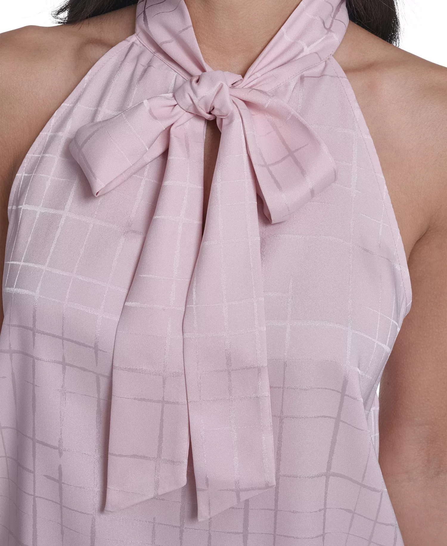 Women's Sleeveless Tie Neck Blouse - Petal - L