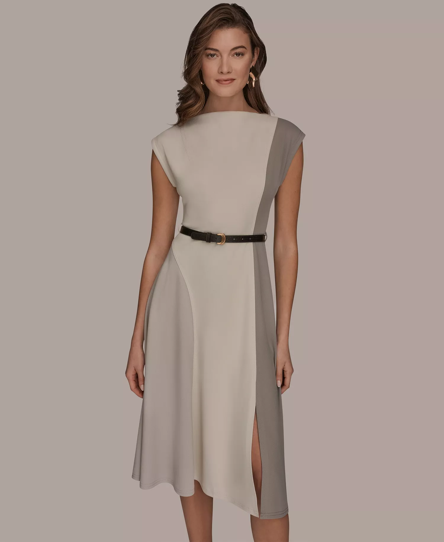 Women's Cap-Sleeve Colorblock Midi Dress - Vapor/Vellum/Driftwood - 10