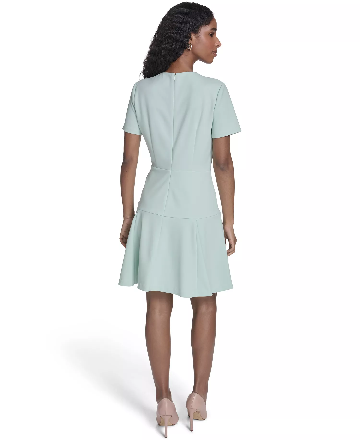 Women's Short-Sleeve Flippy Skirt Dress - Harbor gray - 10