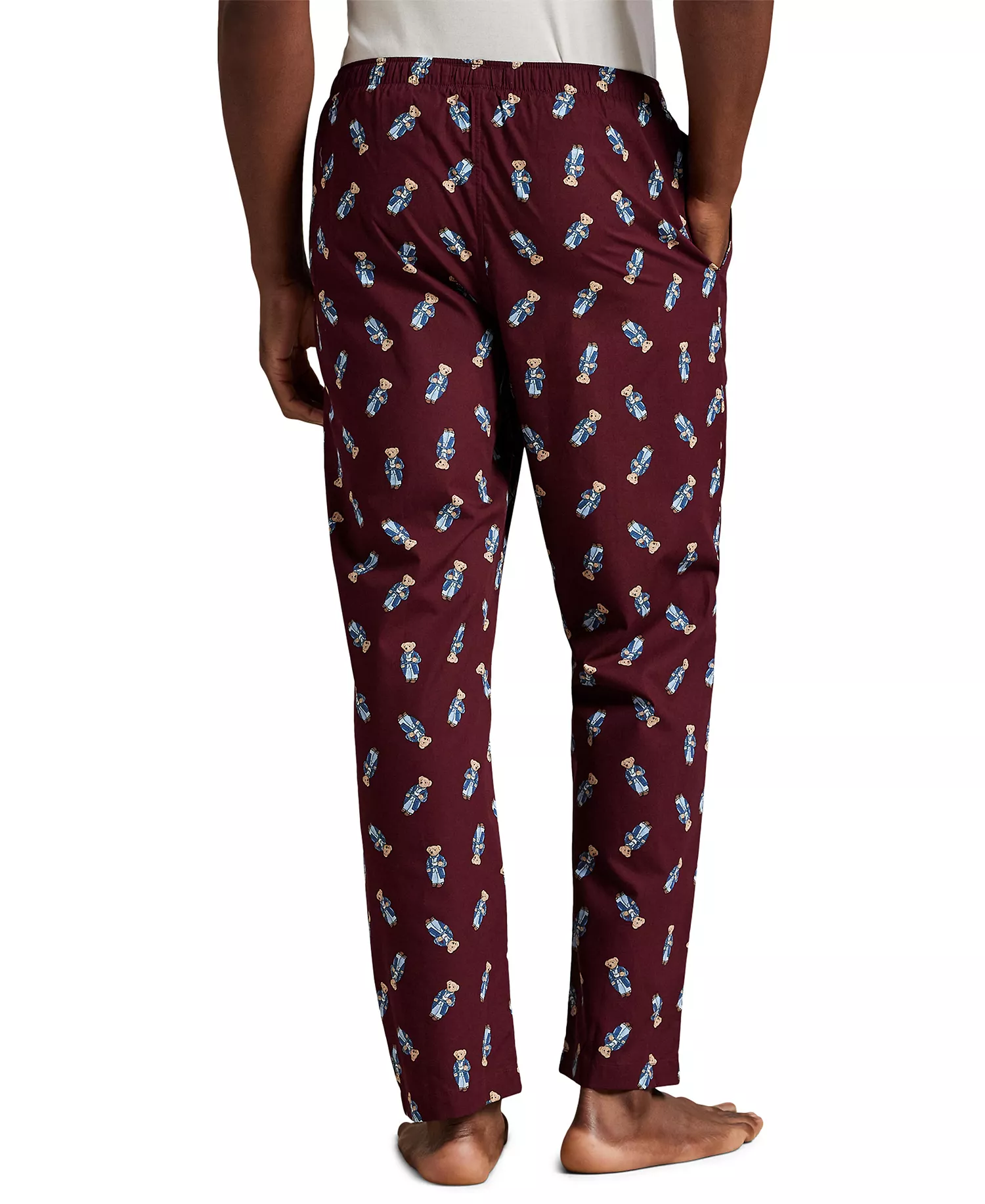 Men's Bear Printed Pajama Pants - Classic Wine /Morning Robe Bear - L