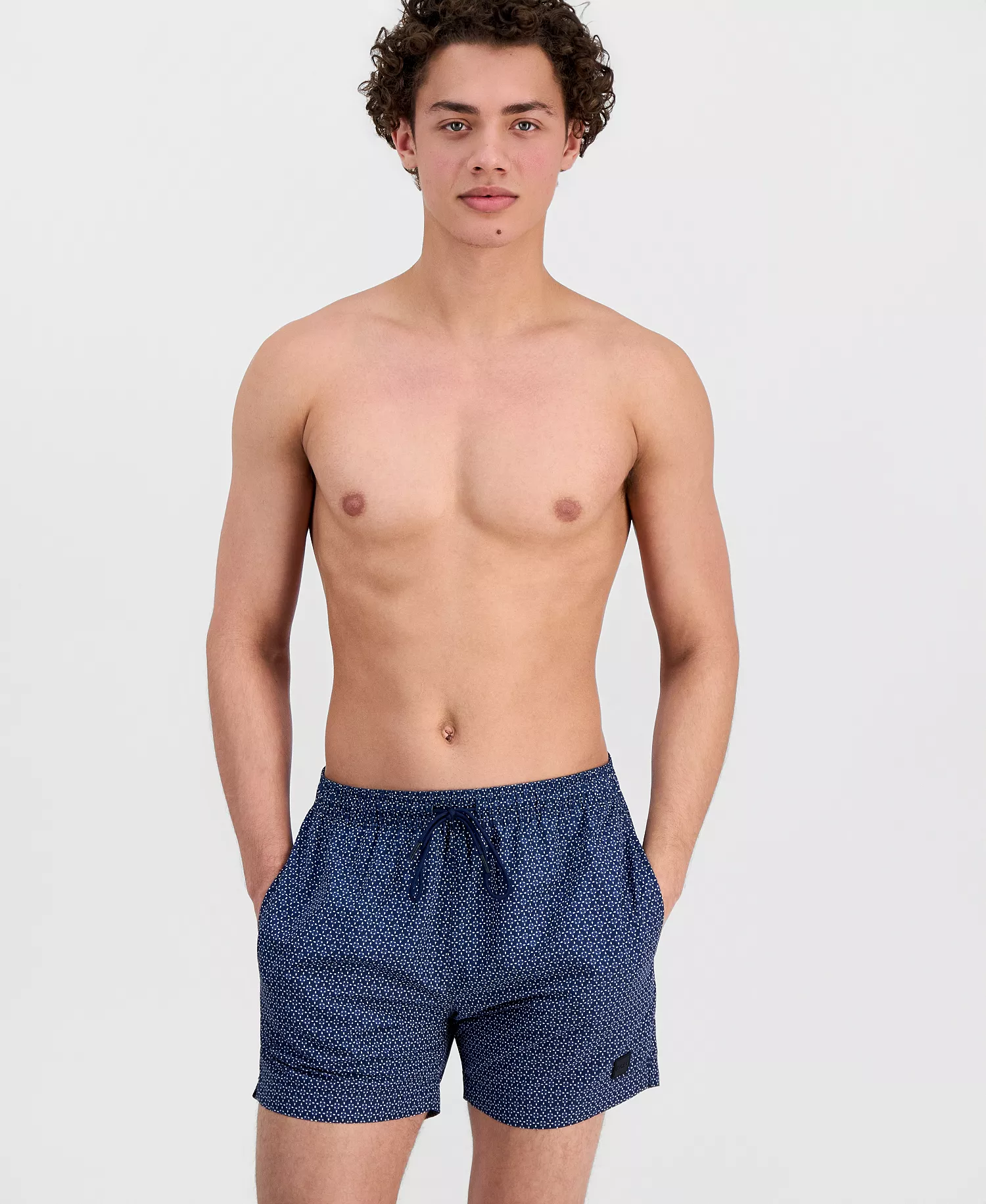 BOSS by Men's Printed Dots 5" Swim Trunks - Navy/black - 2XL