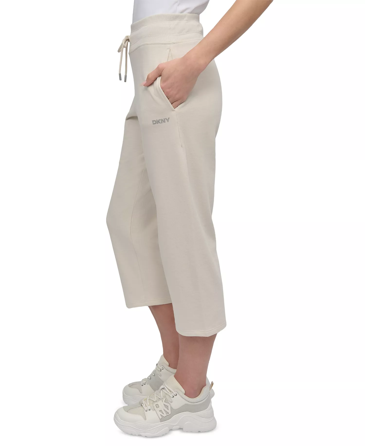 Women's Studded-Logo Cropped Pants - Lt City Khaki - S