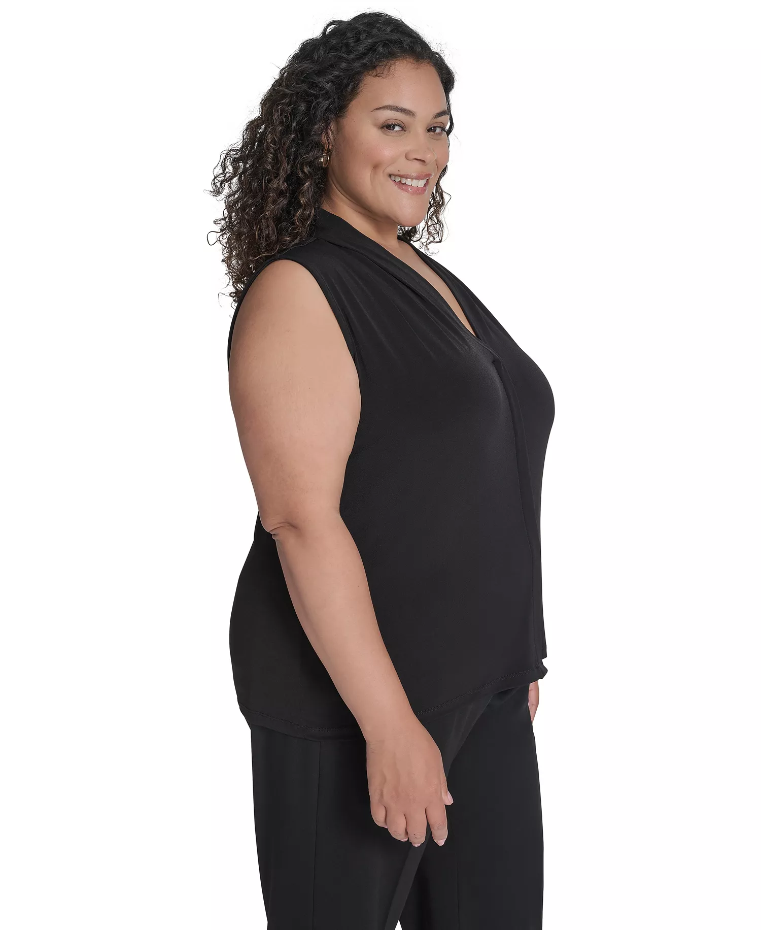 Plus Size V-Neck Top - Black - 1X