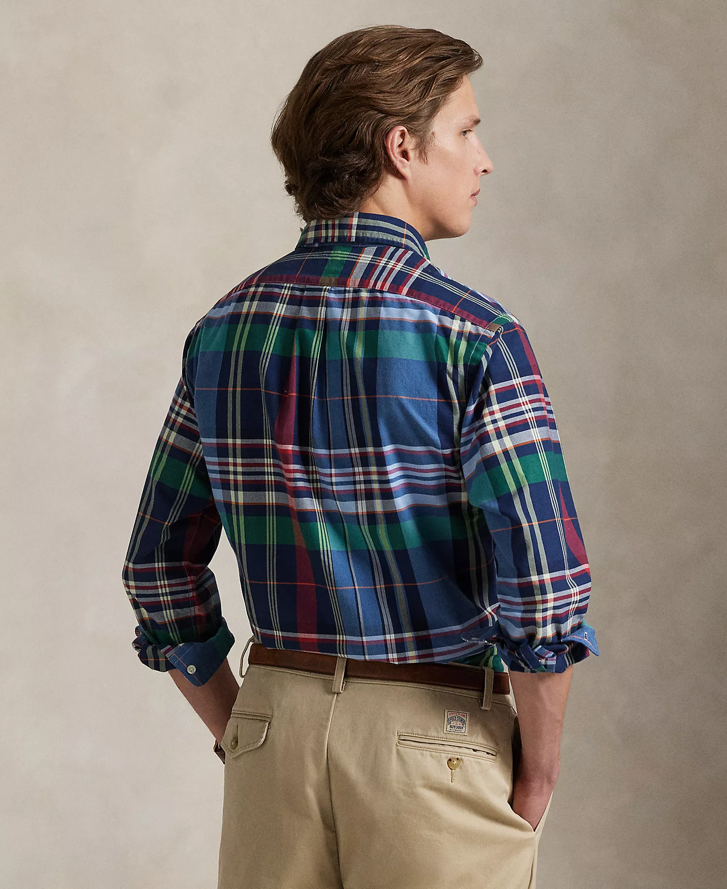 Men's Classic-Fit Plaid Oxford Shirt - Blue Red Multi - 2XL