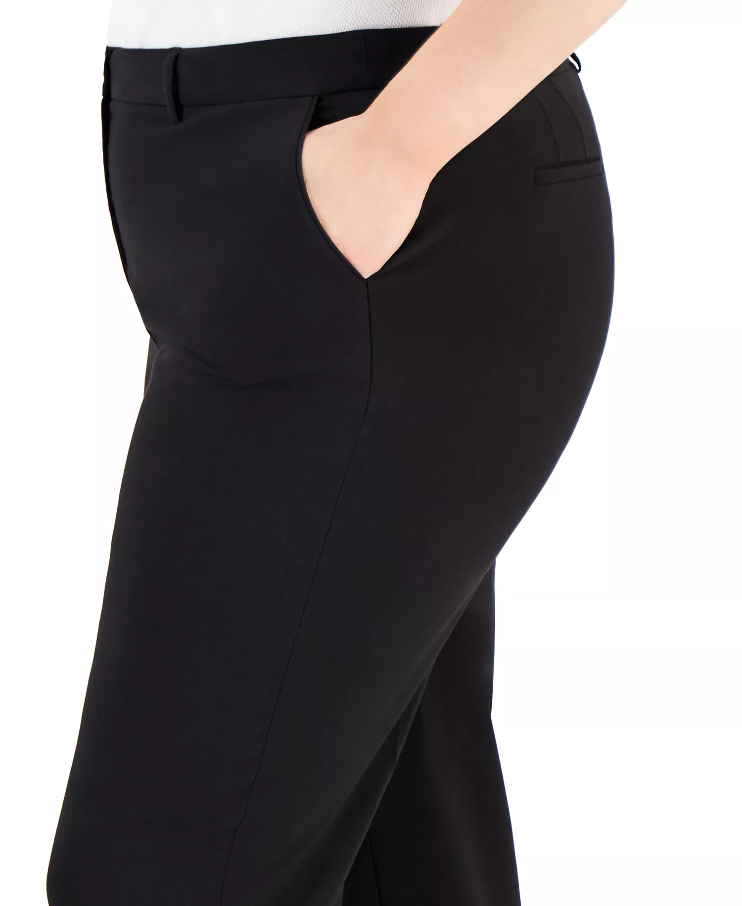Plus Size Ruched-Sleeve Blazer & Ankle Pants Suit Separates - Black - 14W