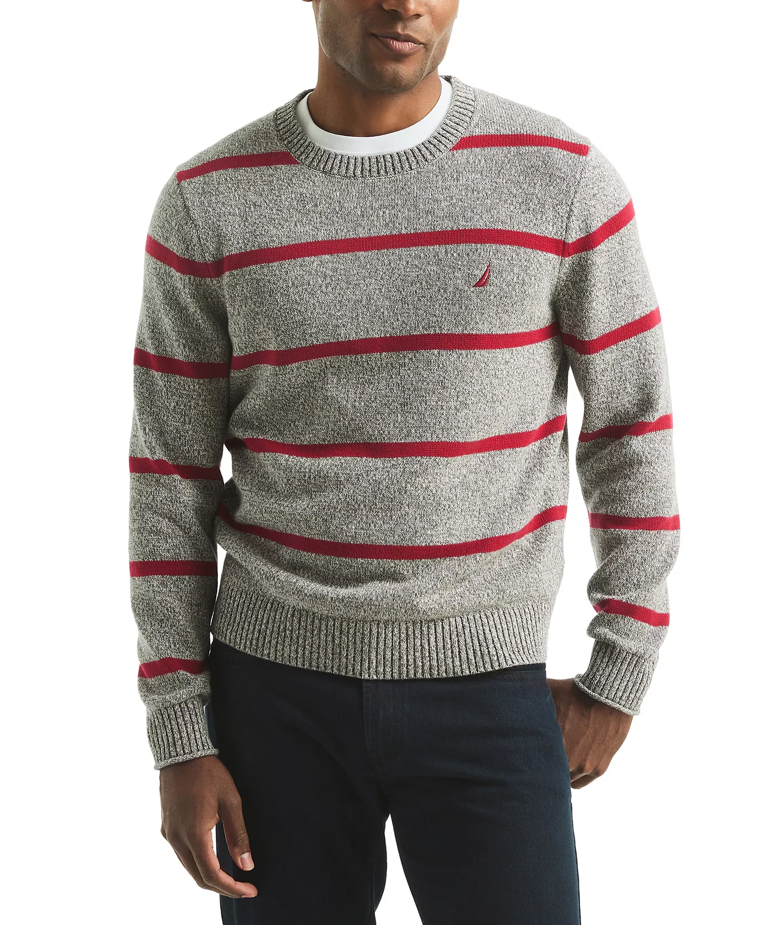 Men's Striped Crewneck Sweater - Carbon - 2XL