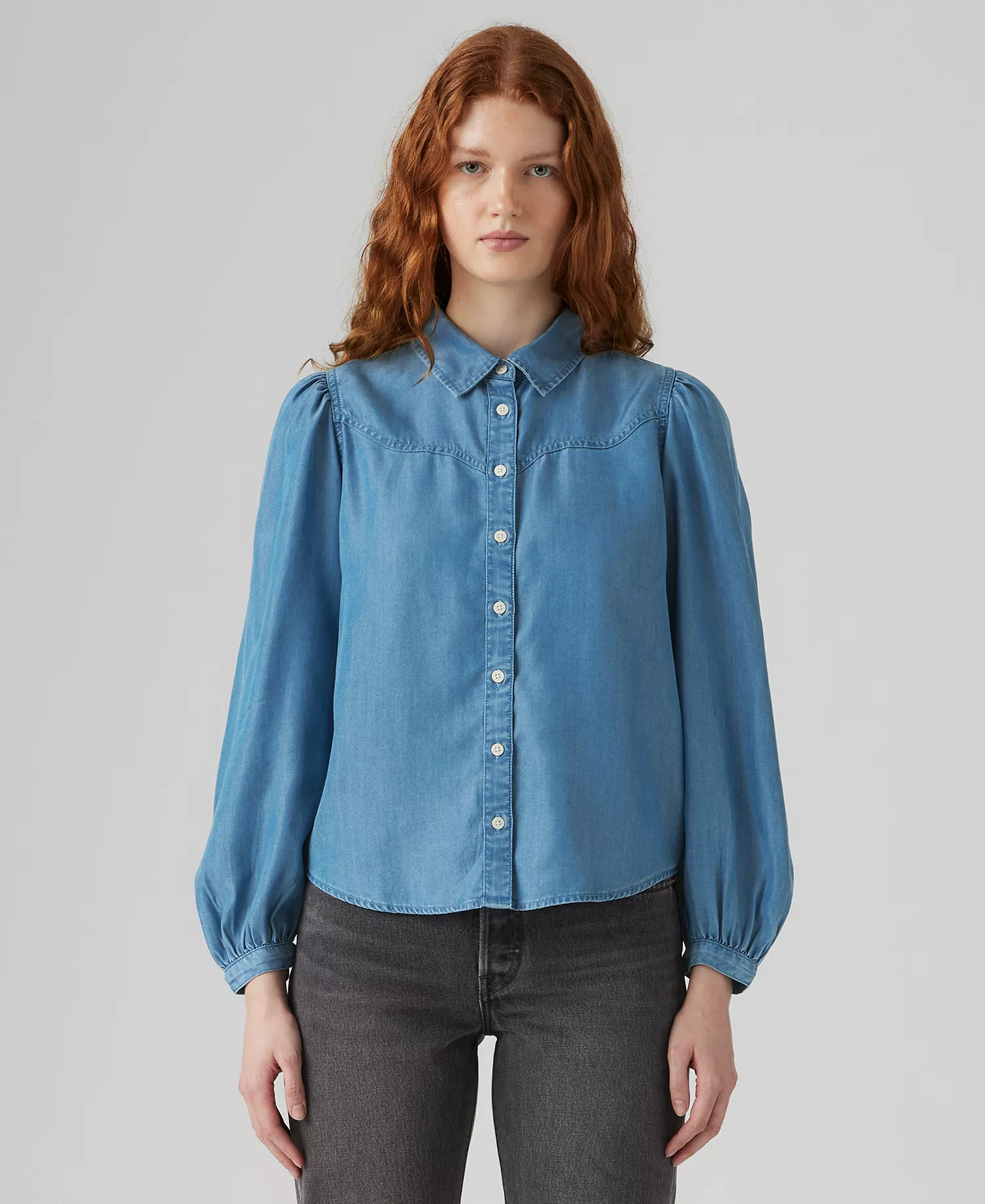 Women's Journey Western Point Collar Shirt - Blue - L