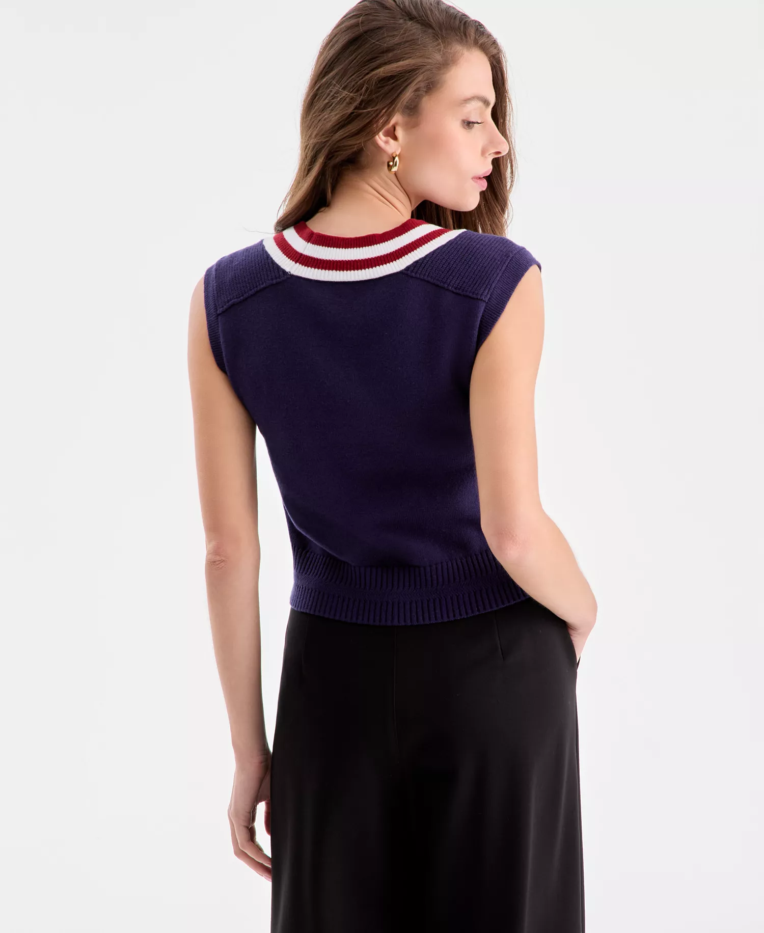 Women's Sleeveless V-Neck Sweater Vest, Exclusively at Macy's - Blue Plum - L