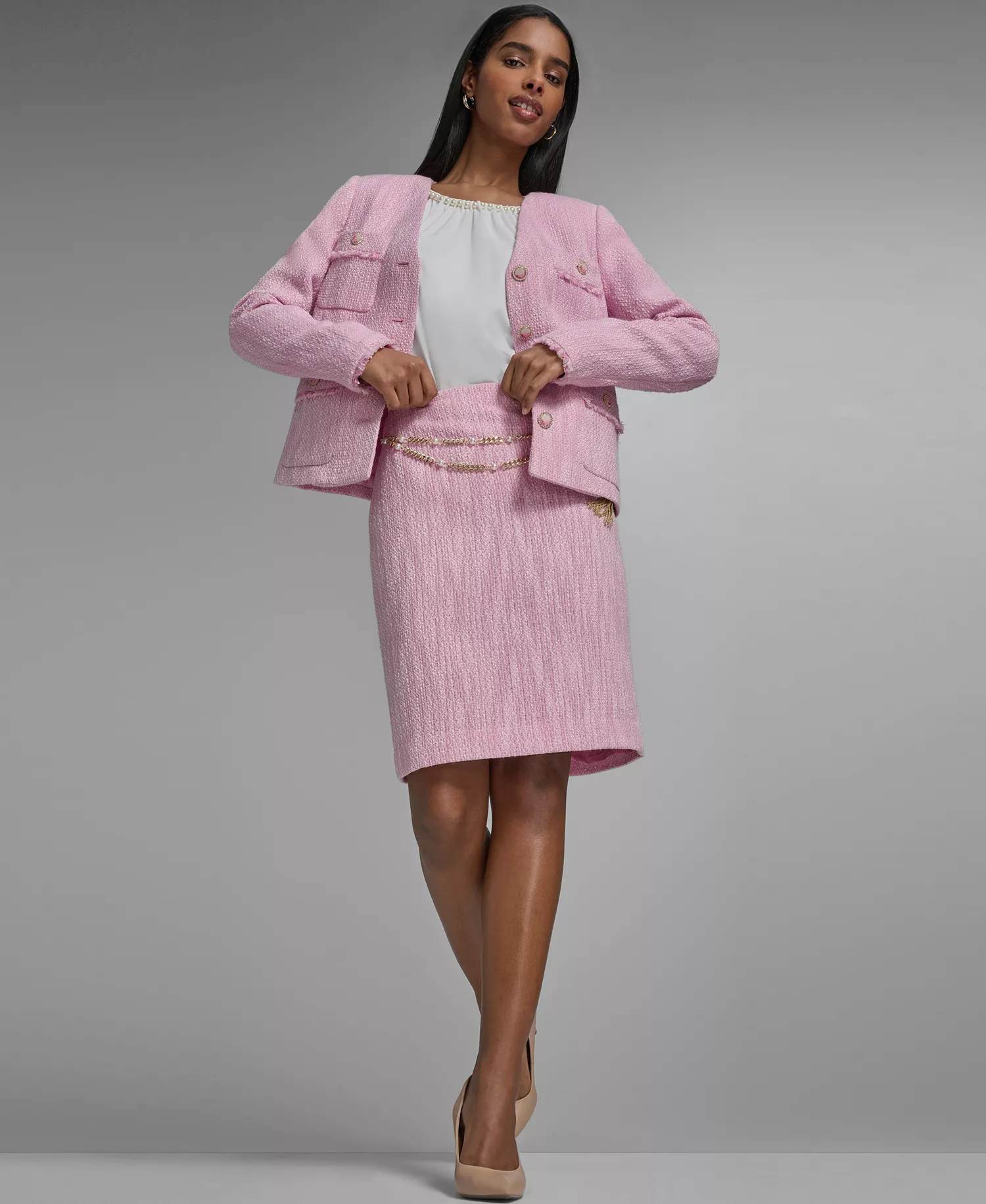 Women's V-Neck Woven Cropped Jacket - Prism Pink/ballet Slipper - 0