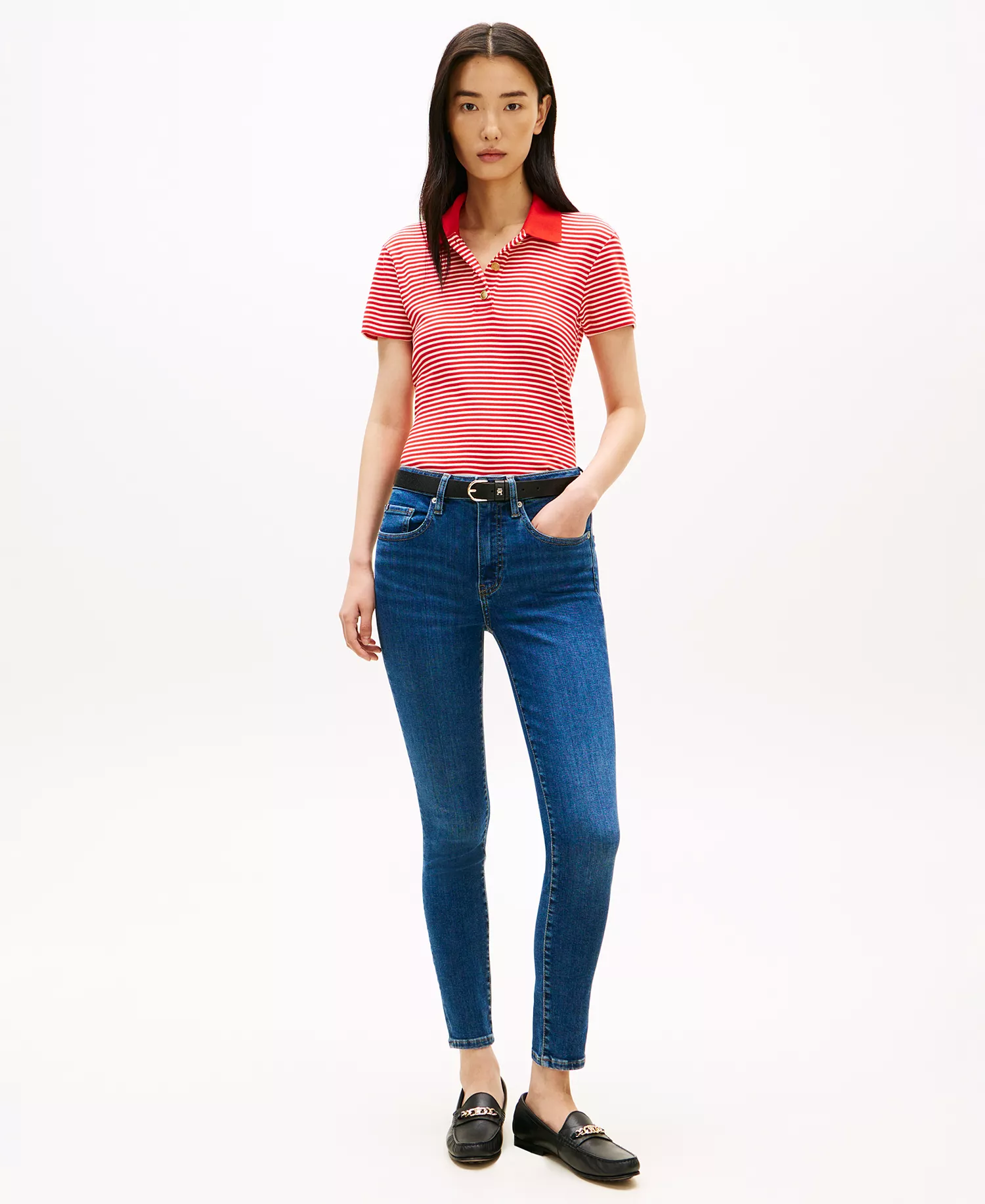 Women's Denim Dark Blue Skinny Ankle Jeans - Blue - 10